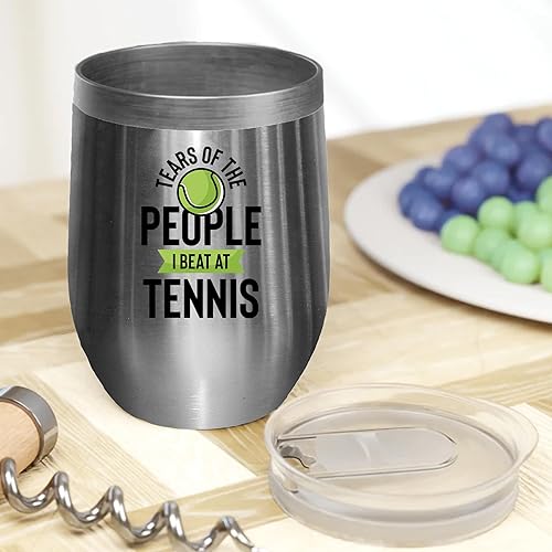Miniatura 10 de Tears of the People I Beat at Tennis - Taza de cerámica blanca para café y té, 12 onzas, color negro