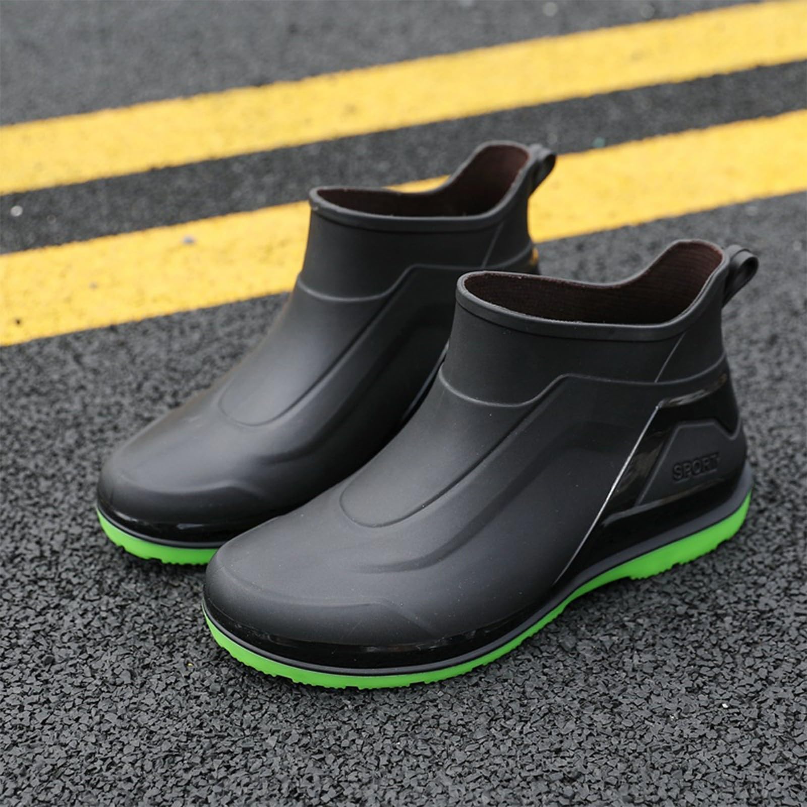 Botas de goma cortas para hombre, botas de lluvia impermeables, botas de lluvia, zapatos de goma antideslizantes, botas de goma, botas de lluvia, botas de lluvia, botas de jardín, botas de lluvia