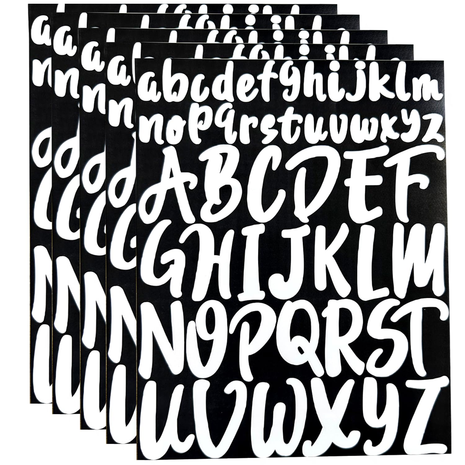 5 Sheet Capital Letter Stickers 1 Inch 2 Inch Waterproof Vinyl Alphabet Stickers Self Adhesive Letters Stick On Letters for Crafts DIY Poster Window Mailboxes (White)