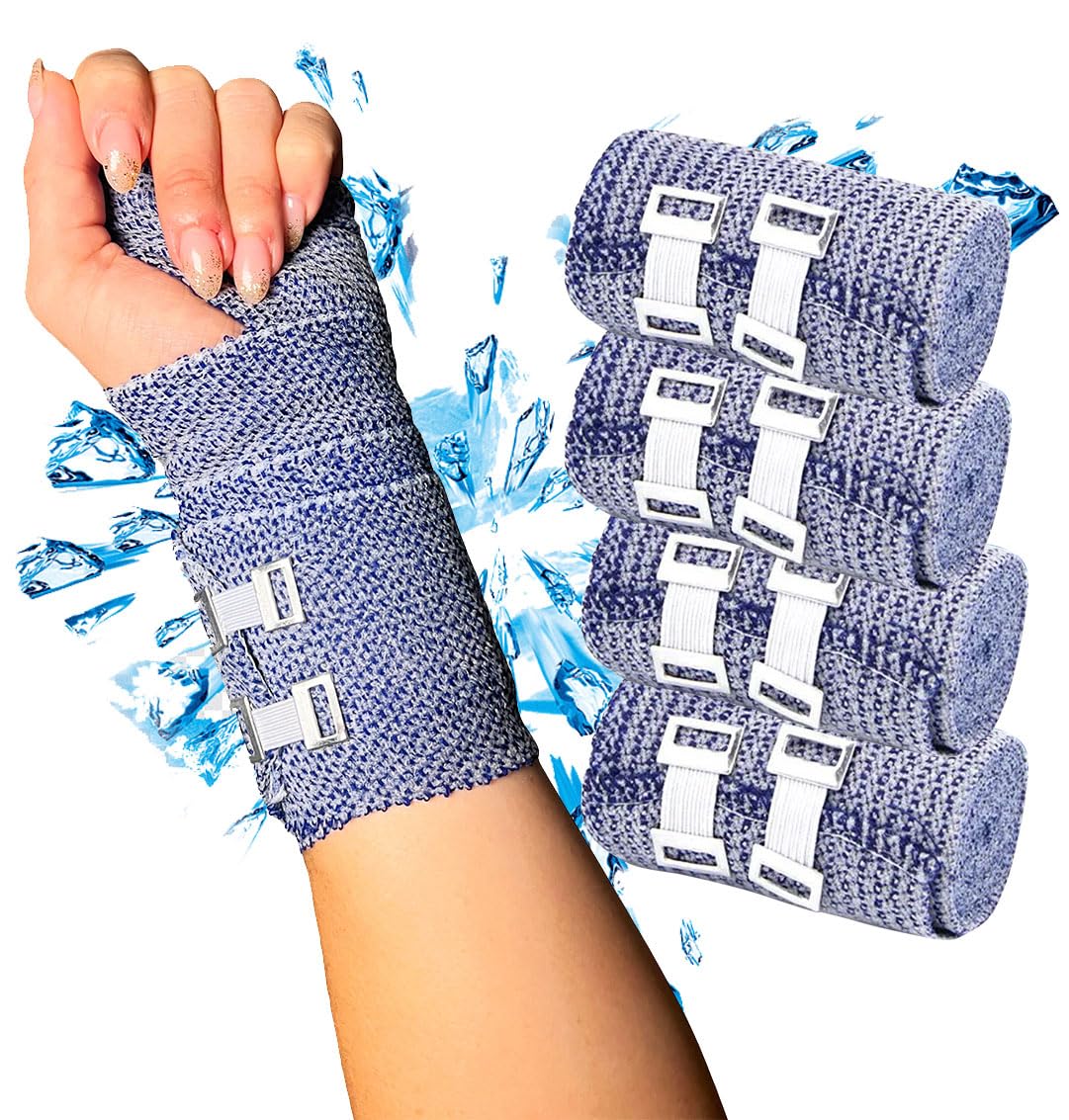 Endure Ice Bandage, Cold Compression Wraps, for Pain Relief, Strains, Bruises,Instant Cooling, Muscle Recovery and Swelling (3 inches x 3.6 m, 4 Pack)