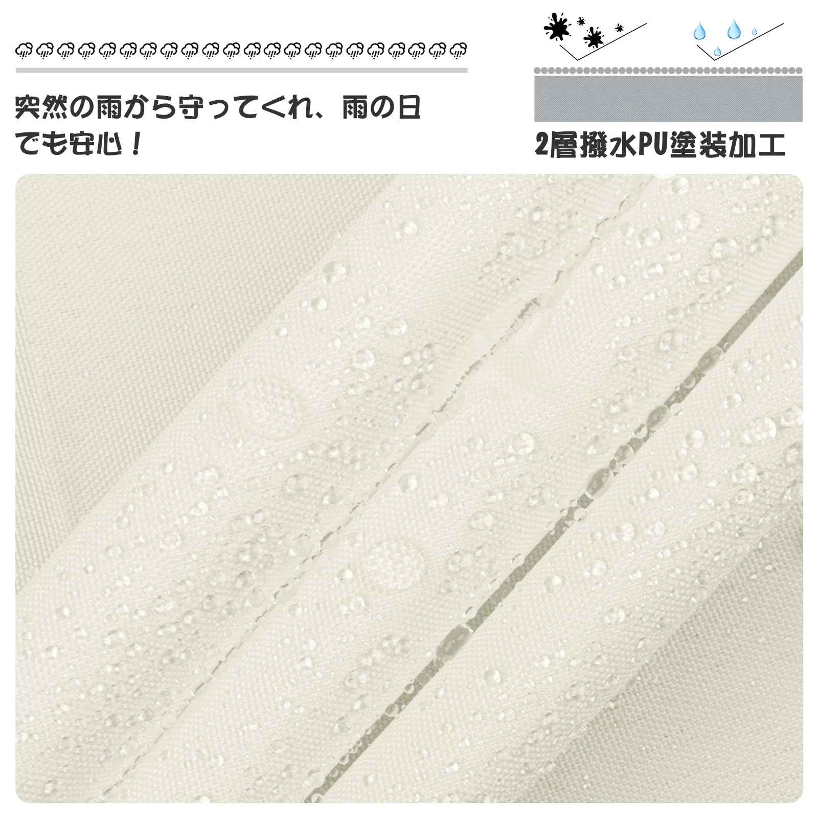 Amazon | LOVE STORY 撥水シェード 四角 2×3m クリーム 雨よけ 日除け
