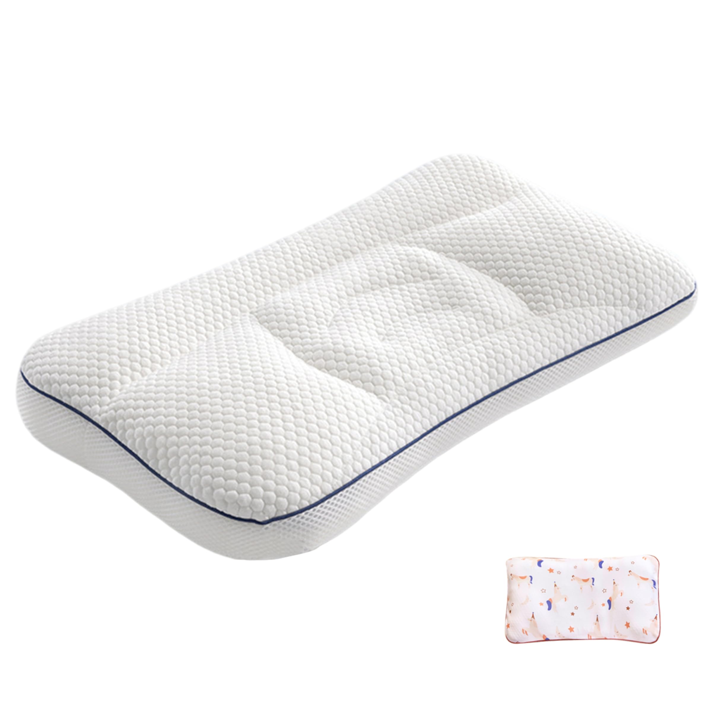 Neptuiby Children's Pillow Toddler Pillows Kids Pillows For Sleeping Pillow Children 5-zone Spine Support Kids Double-sided Breathable for Girls 8-16 Years 6cm Height