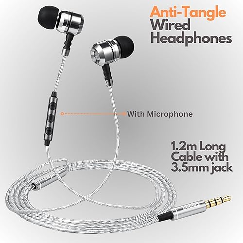 Miniatura 5 de Sephia SP3060VC - Auriculares con cable y micrófono, auriculares intrauditivos con graves profundos y aislamiento de ruido, controladores de 10mm,