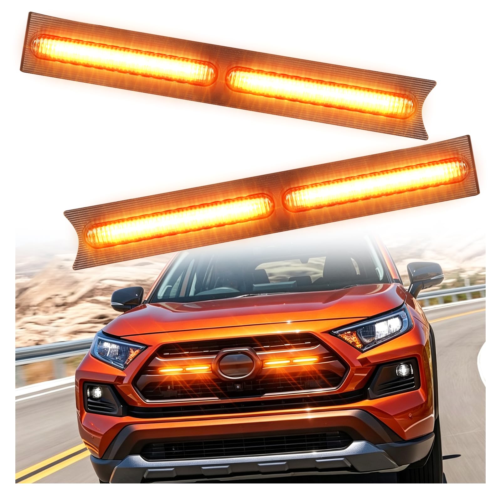 LED Grille Lights for 2019-2025 Toyota RAV4 Accessories Amber