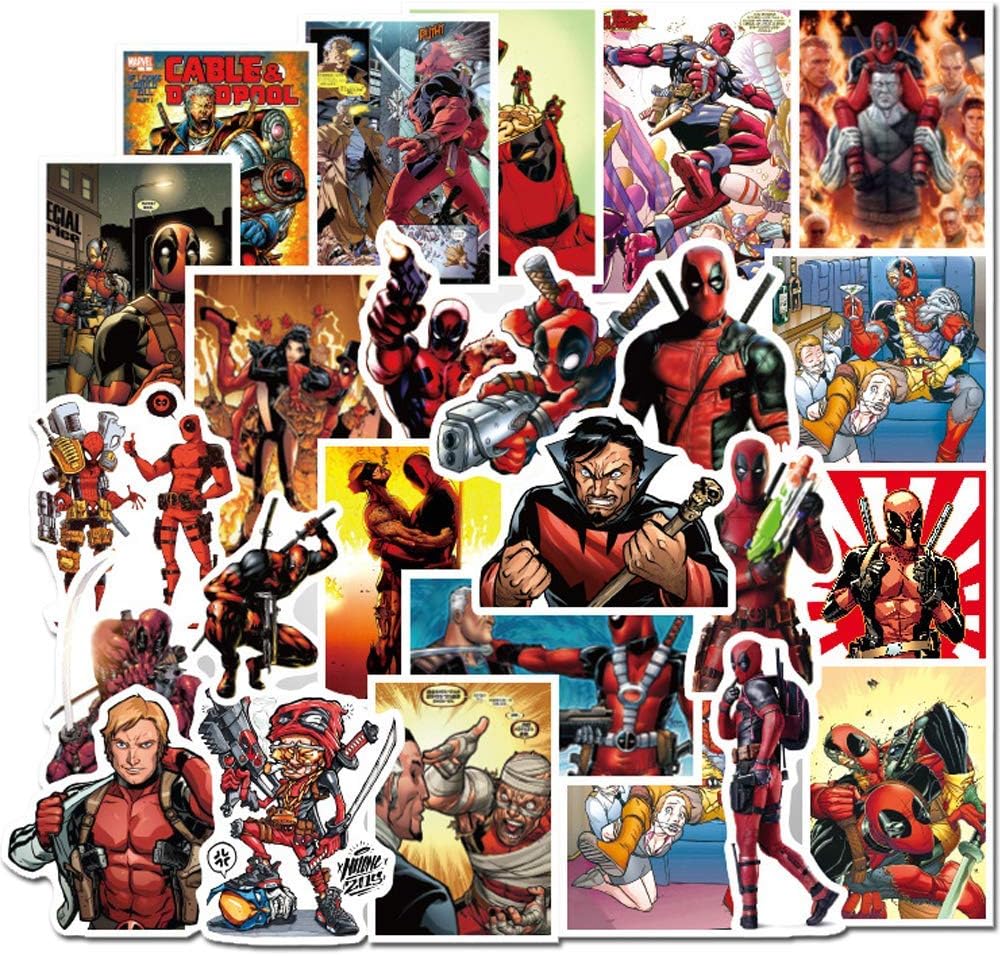 40 Pcs/Pack Marvel Super Heros Deadpool Stickers Variety Vinyl Car Sticker Motorcycle Bicycle Luggage Decal Graffiti Patches Skateboard Stickers for Laptop Stickers for Kid