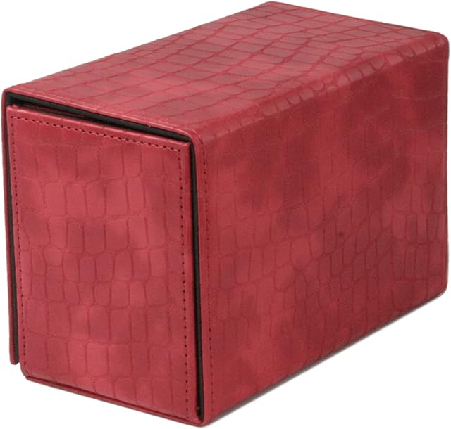 Grinning Gargoyle - Ultimate Dragon Hide Deck Box  Holds up to 192 Cards and 15 Dice  Perfect for Magic RPG, TCG and CCG  3 Durable Storage Compartments for Collectable Card and Roleplaying (Red)