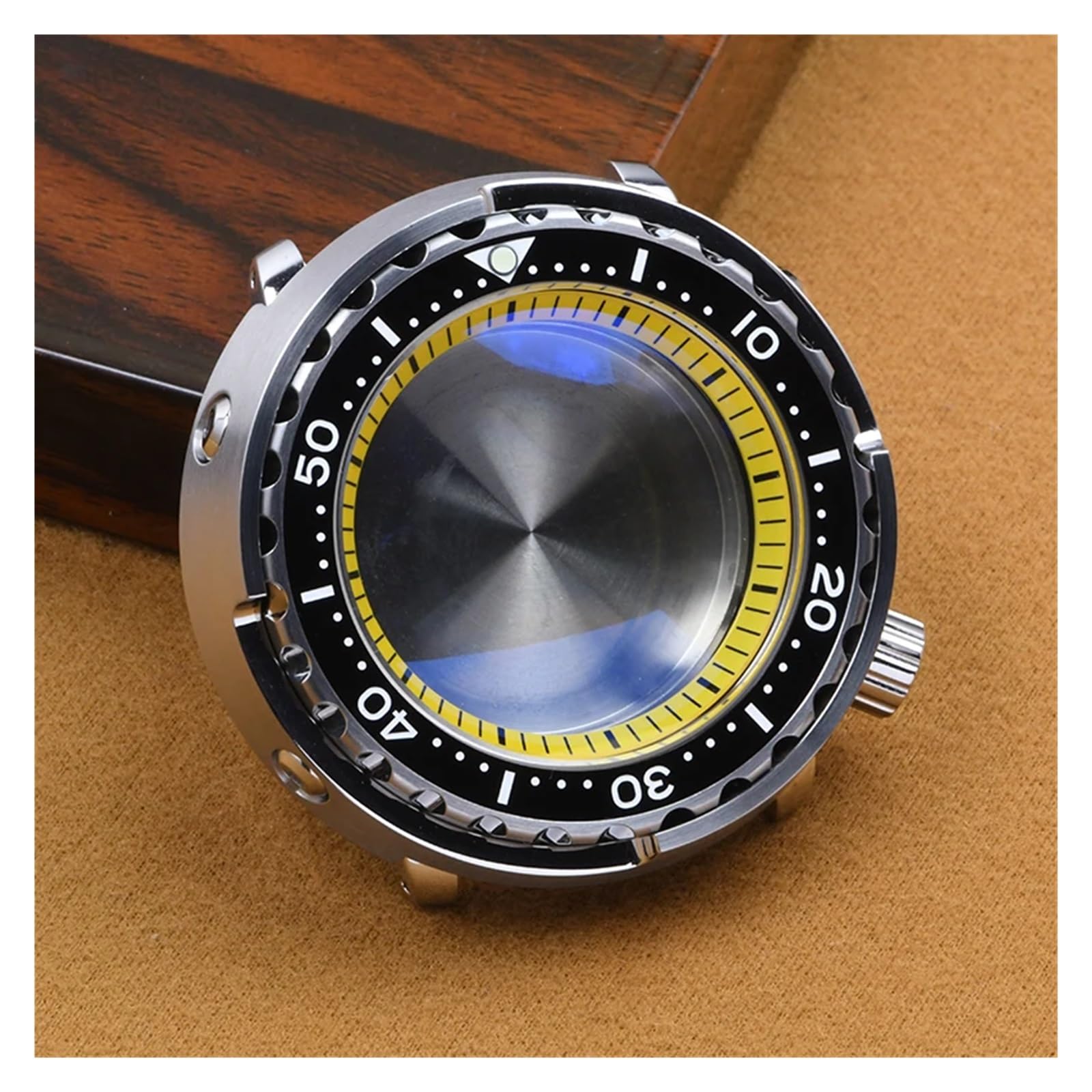 1 Stück Uhrengehäuse aus Stahl, super Leuchtend, Thunfischdose, Saphirglas, Taucheruhr, passend for Seiko for NH35/NH36, Automatikwerk, Mod(White)