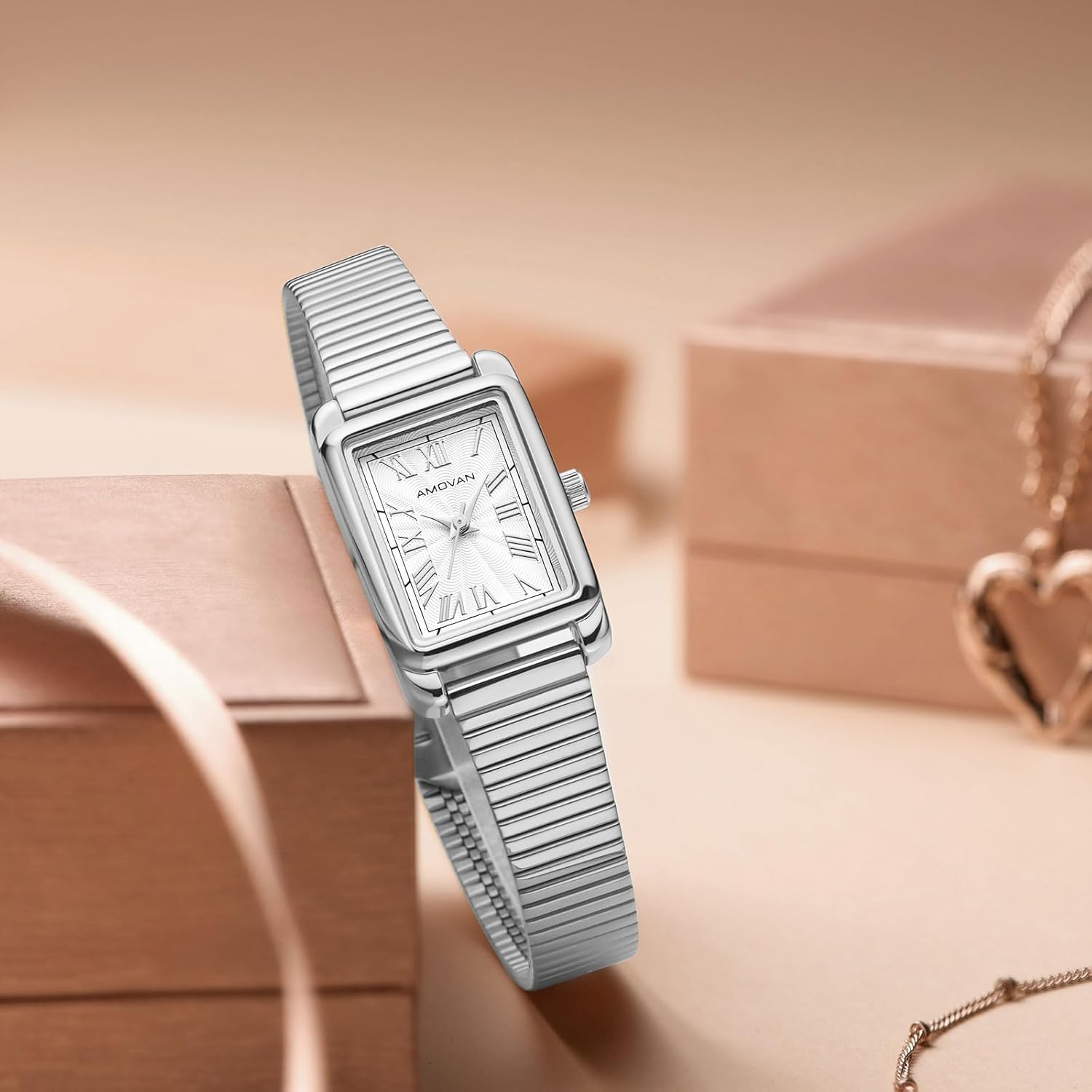 Gold Watches for Women Small Wrist, Dainty Rectangular Case Vintage Wrist Watches, Vintage Ladies Quartz Wrist Watch for Mother's Day, Valentine's Day, Anniversary