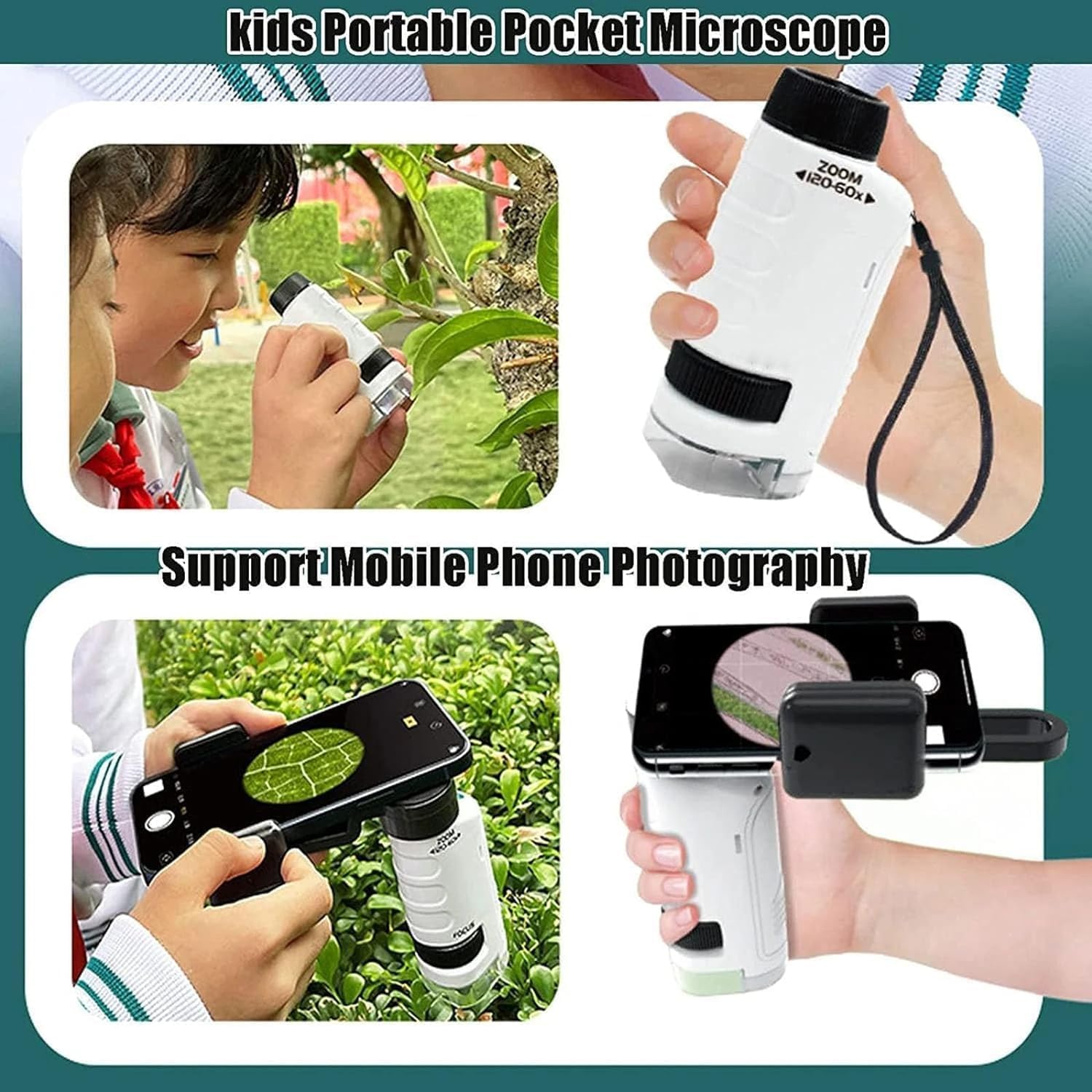 Marvin Mini Microscope for Kids - Your Little Scientist Scope (White, Blue, Yellow)