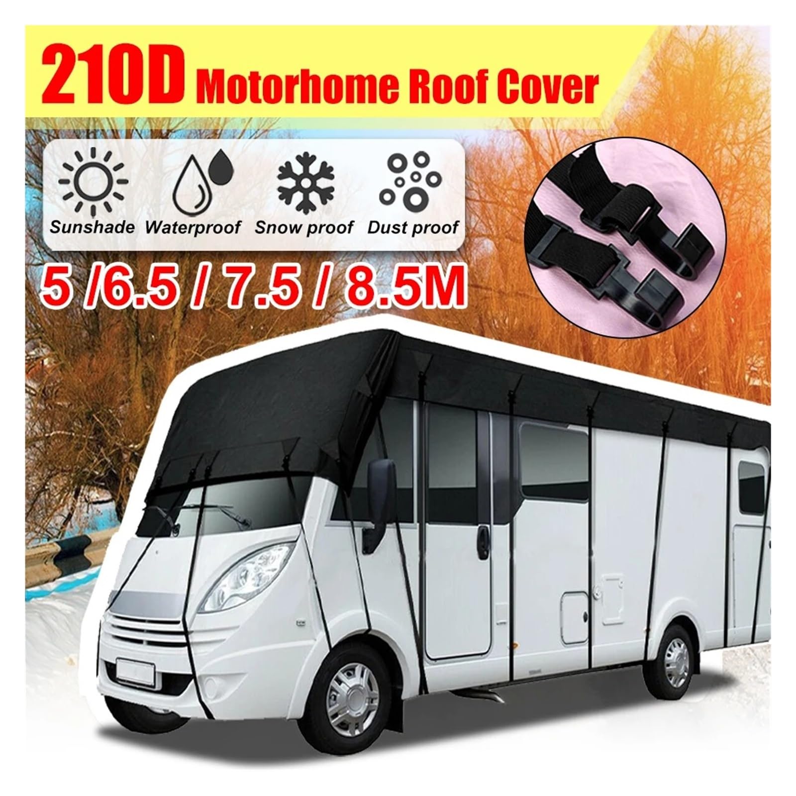 Funda De Protección para Coche Lona para Autocaravana 210D Cubierta para Techo Caravana Impermeable A Prueba Polvo Parasol Y Protección UV(5X3m)