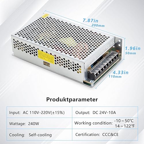 Miniatura 2 de Fuente de alimentación conmutada de 24V 10A 240W DC AC 100V240V a DC-12V Adaptador de corriente, voltaje constante del transformador, adecuado para