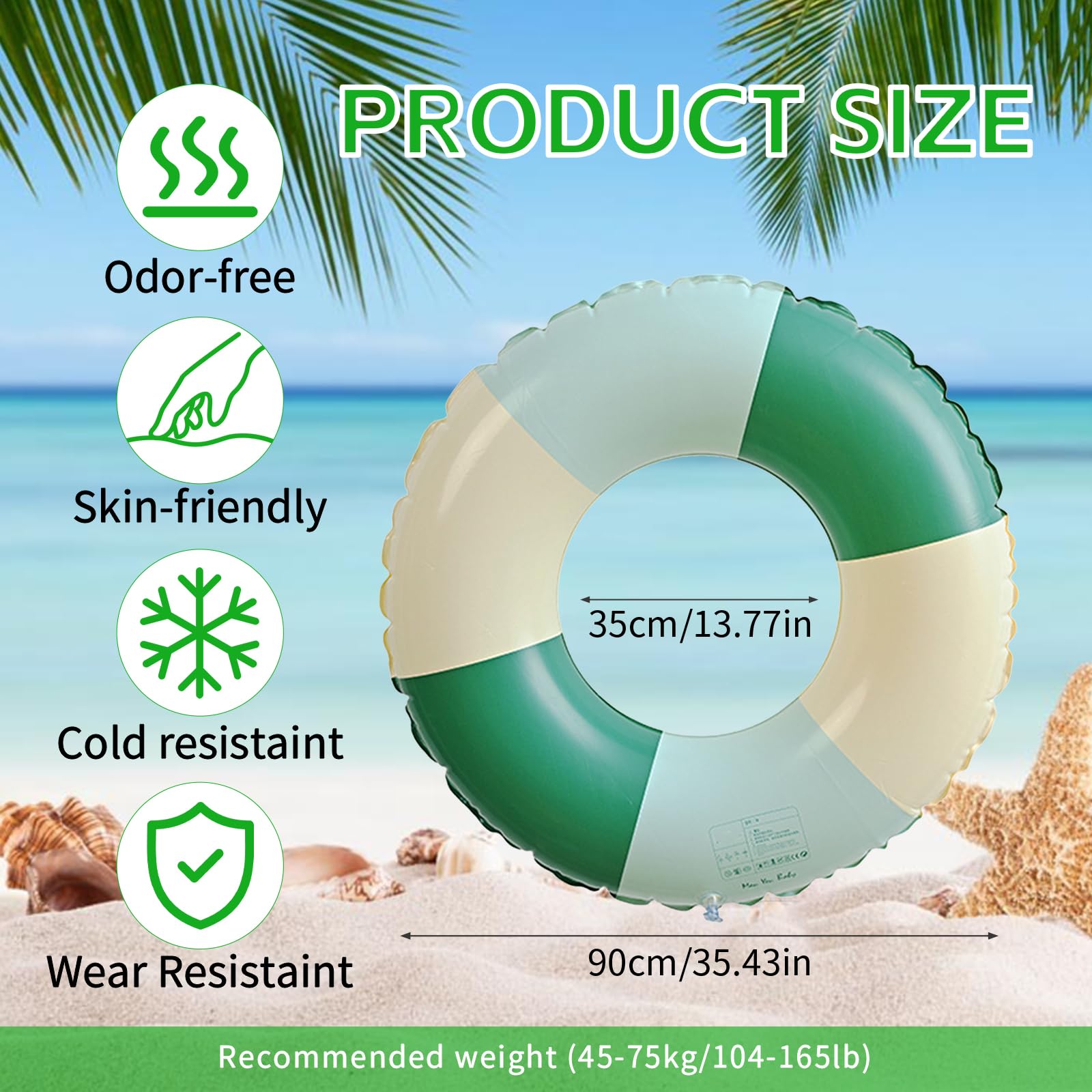 Inflatable Swimming Ring, Inflatable Pool Floats for Adults Durable Rubber Swimming Pool Tube - Image 2