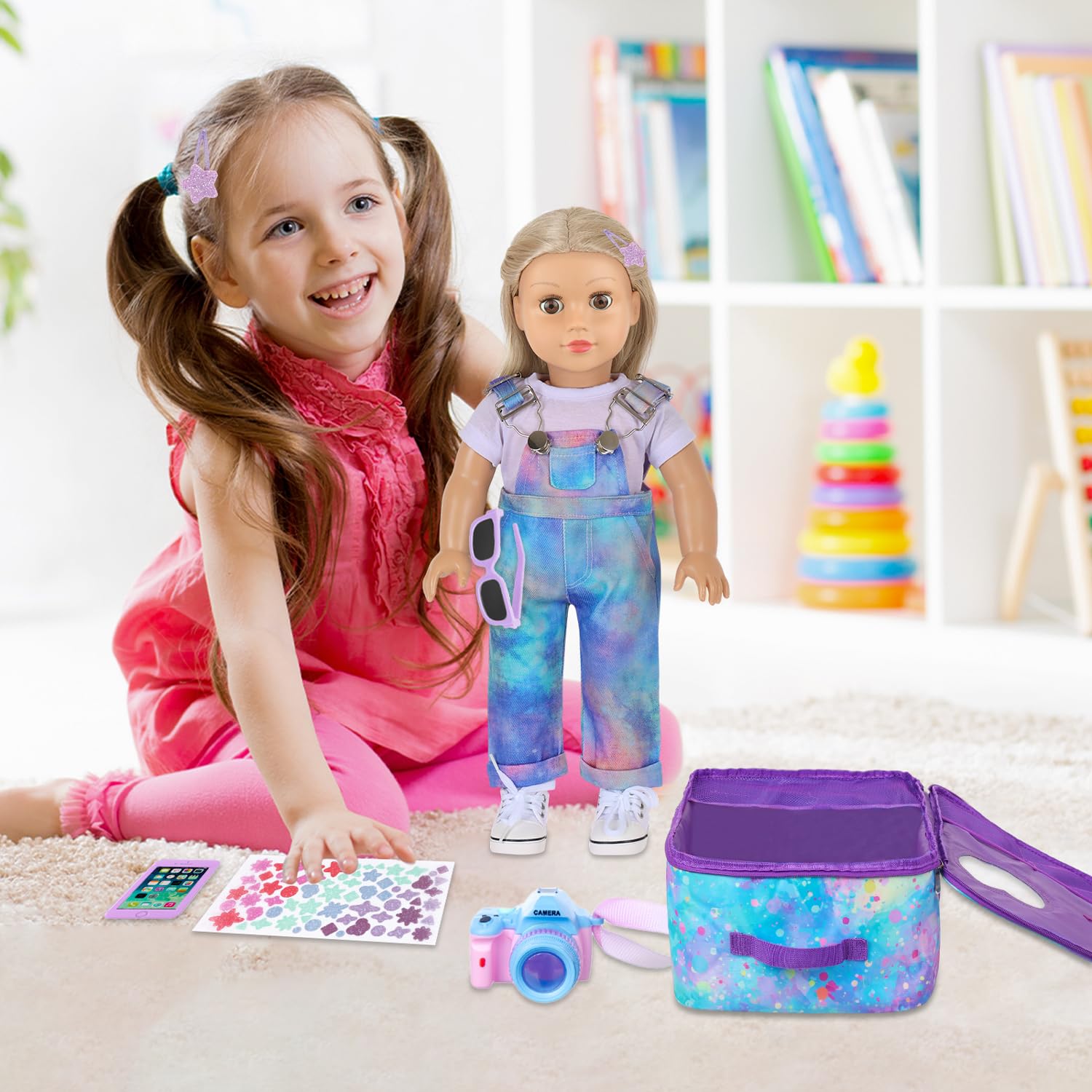 Amazon.com: 18 Inch Doll Carrier Backpack - Blue and Purple Tie-Dye Style  Travel Set with Accessories : Toys & Games