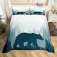 Vista 20 de Erosebridal Juego de funda de edredón de oso rústico de caza, juego de ropa de cama tamaño Queen, funda de edredón de selva de granja, funda