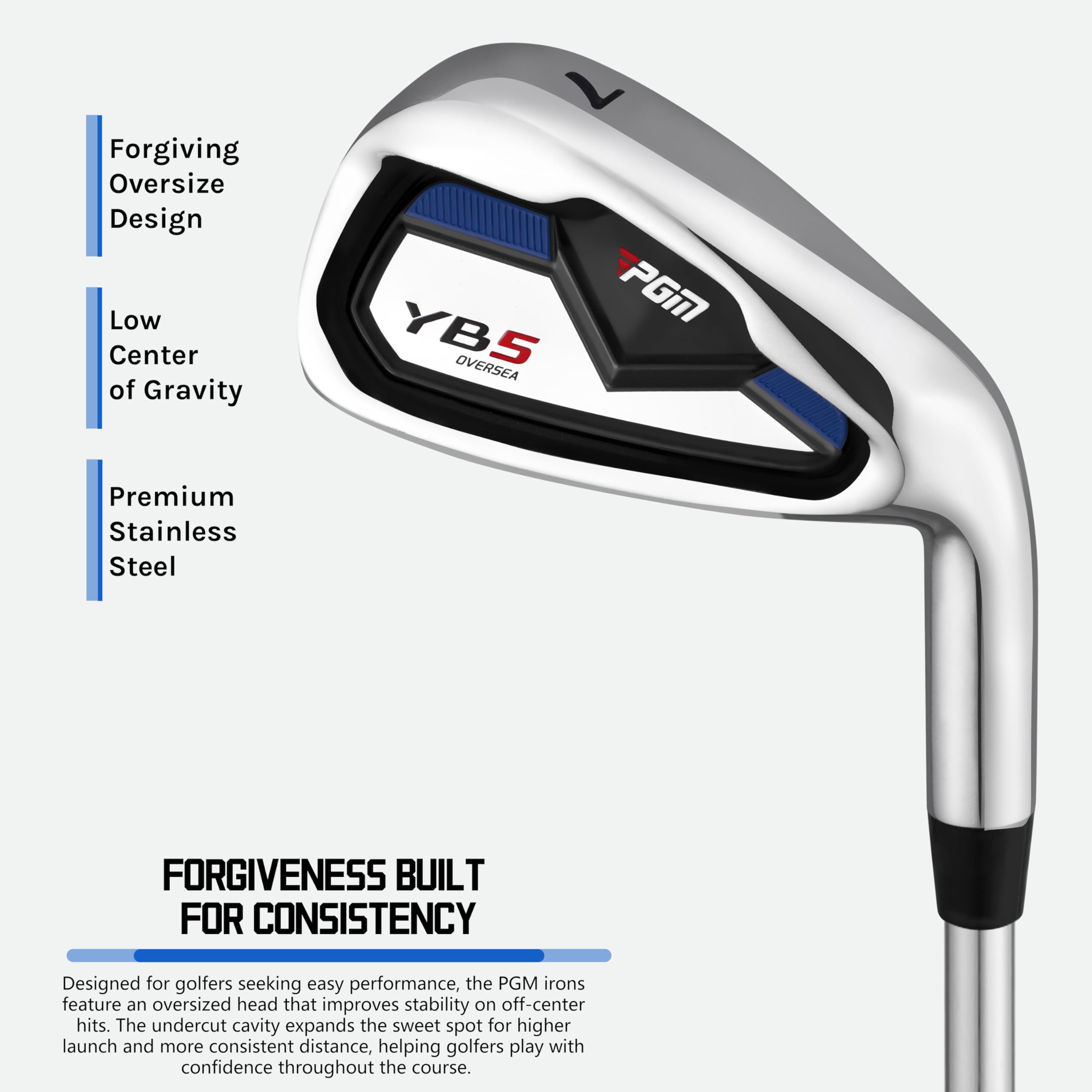 PGM Ensemble complet de clubs de golf pour homme – 11 pièces – 2 bois (#1,3), 1 hybride (#4H), 7 fers (#5,6,7,8,9,PW,SW), 1 putter – Sac de golf pour droitier – Idéal pour les débutants
