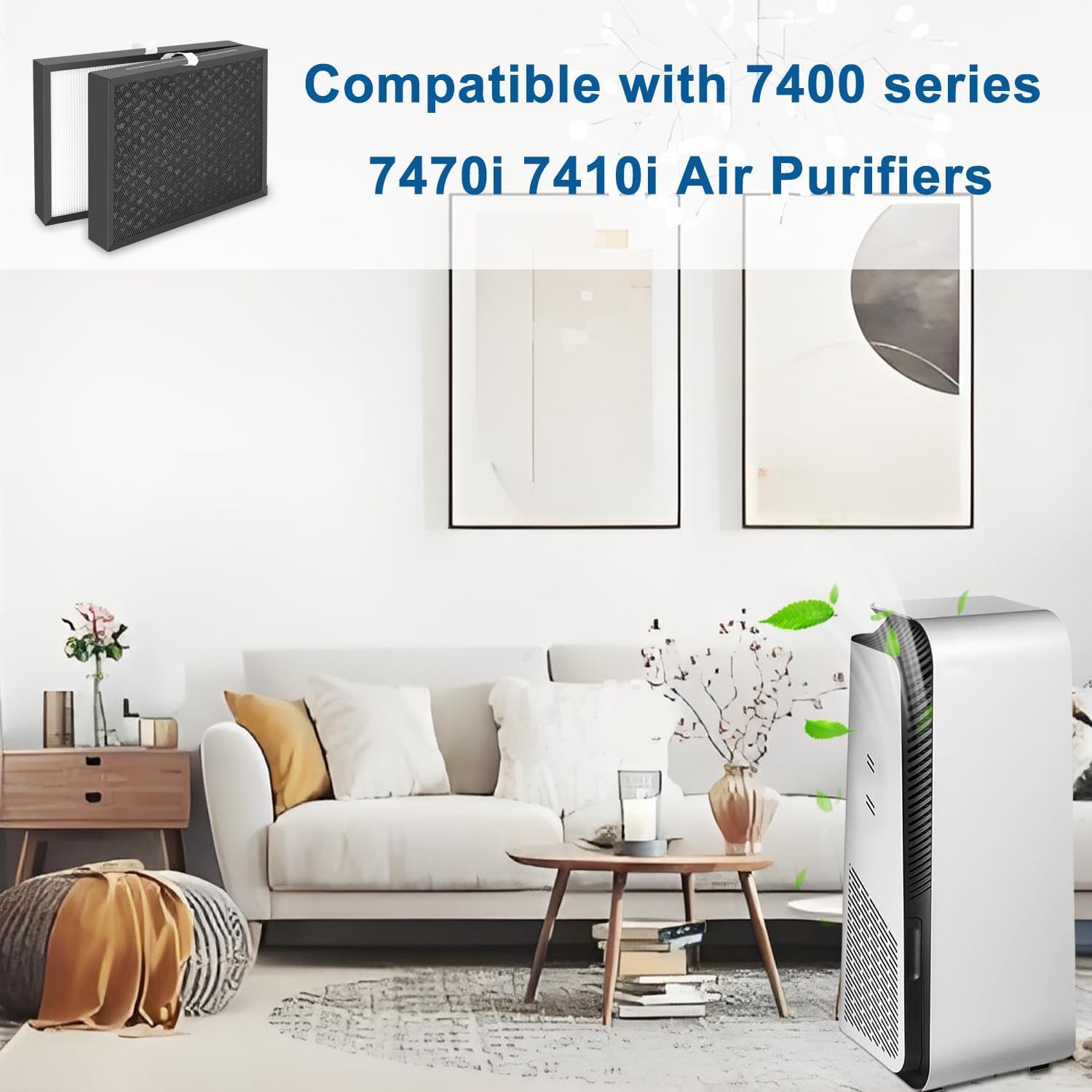 7400 series Replacement Air Filter Compatible with Blueair 7400 7470i 7410i Home Air Purifiers High Efficiency Activated Carbon Filter 1 pack