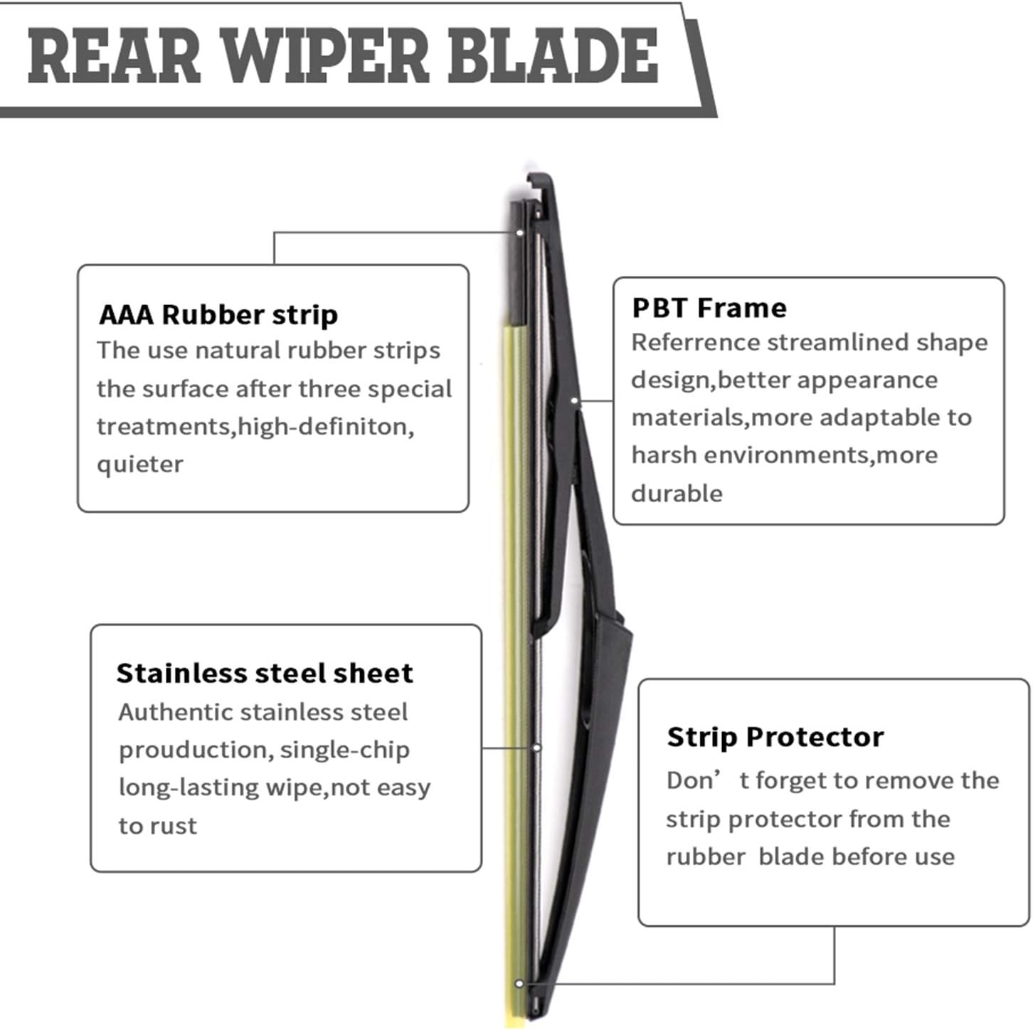 Rear Wiper Arm & Blade Kit,Exact-Fit Replacement for 2021-2023 Nissan Rogue,OEM-Style Fit,Easy Install in Minutes,Complete Hardware Included (Cap/Nut),Streak-Free Wipe,OE:287803JA0A