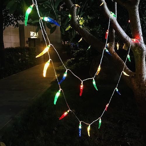 Miniatura 5 de Sezrgiu Guirnalda de luces rojas de chile y pimienta, luces de noche de hadas, guirnalda de cobre, lámpara colgante con pilas para decoración del