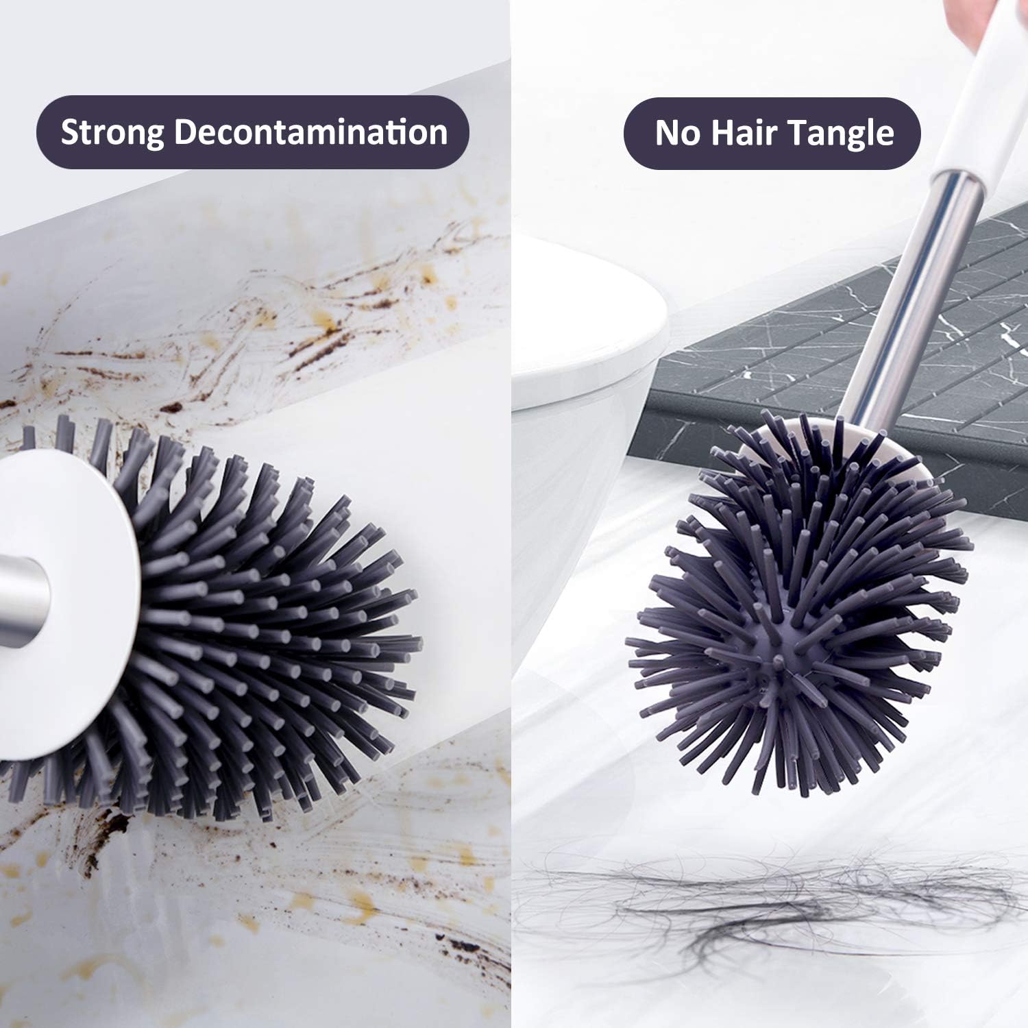 BOOMJOY Silicone Toilet Brush and Holder, Wall Mounted Toilet Bowl Brush for Bathroom Cleaning, 1Pack: Home & Kitchen