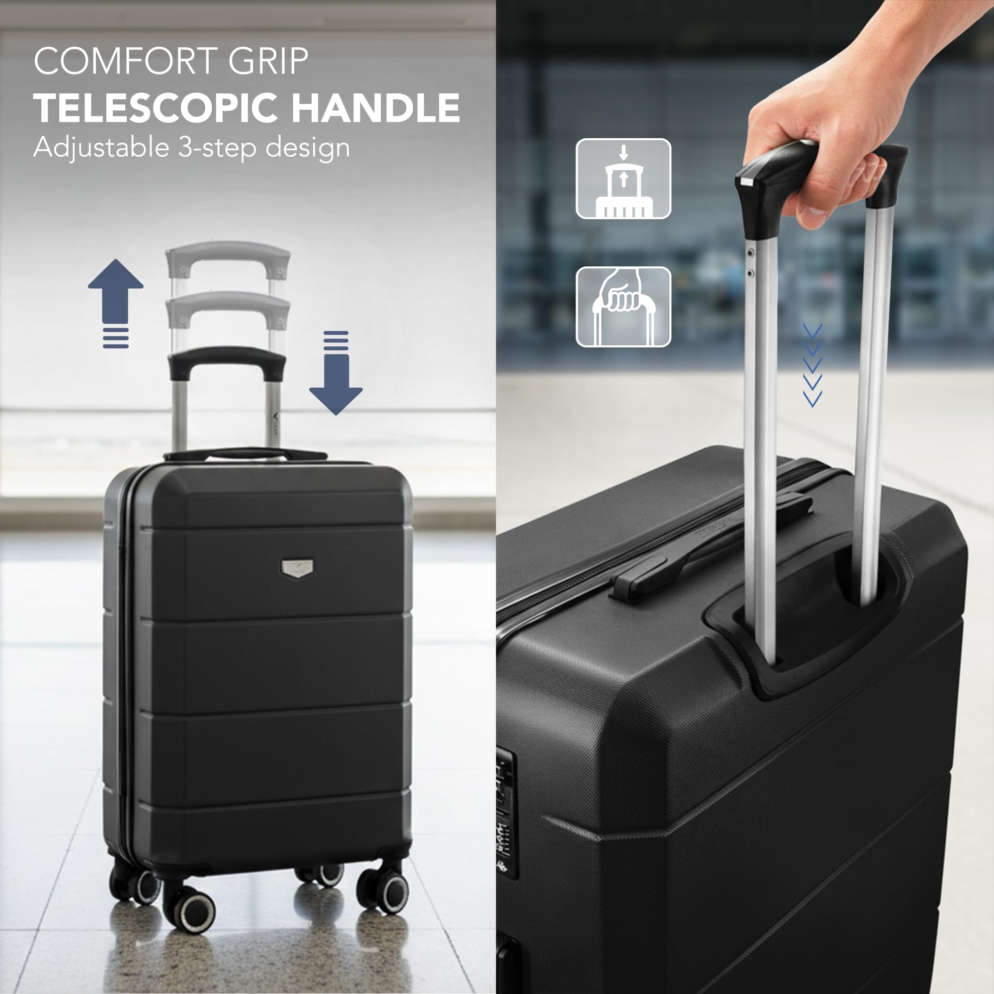 LUGG - Jetset 40cm Suitcase - 40x30x20cm- Ryanair Compatible - Underseat Size - Hard Shell ABS - Spinner & Removable Wheels - Lightweight Travel Luggage- Cream/Brown — view 224