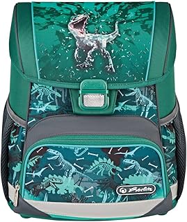 Herlitz Unisex Children's Loop Green Rex School Bag, Multicoloured, M, Multi-Coloured