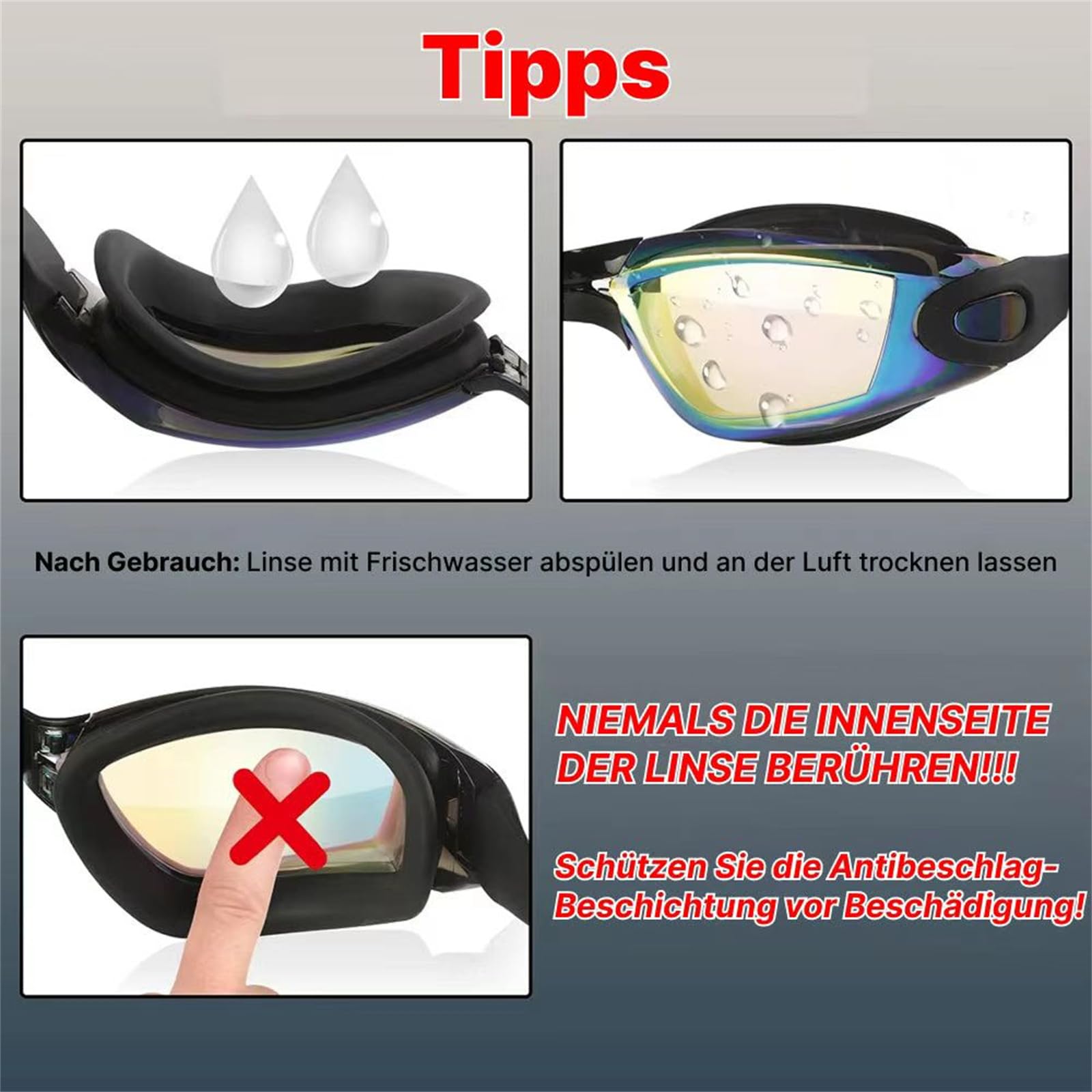 hydrinvis schwimmbrille UV-Schutz Schwimmbrillen für Erwachsene mit Antibeschlag, Auslaufsicher und Komfortabel Ideal für Männer und Frauen