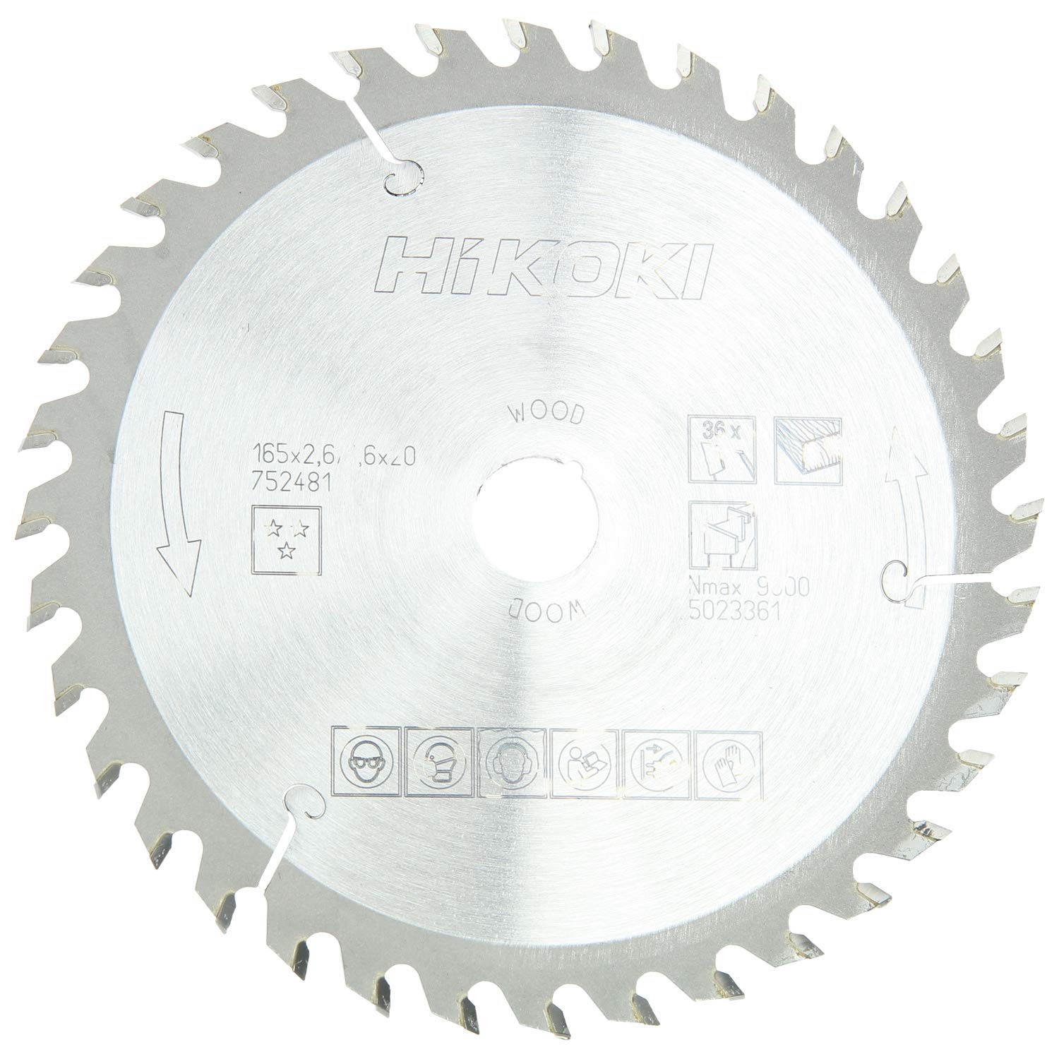 Lame de scie circulaire 165 mm HiKOKI 752481 avec 36 dents pour couper le bois