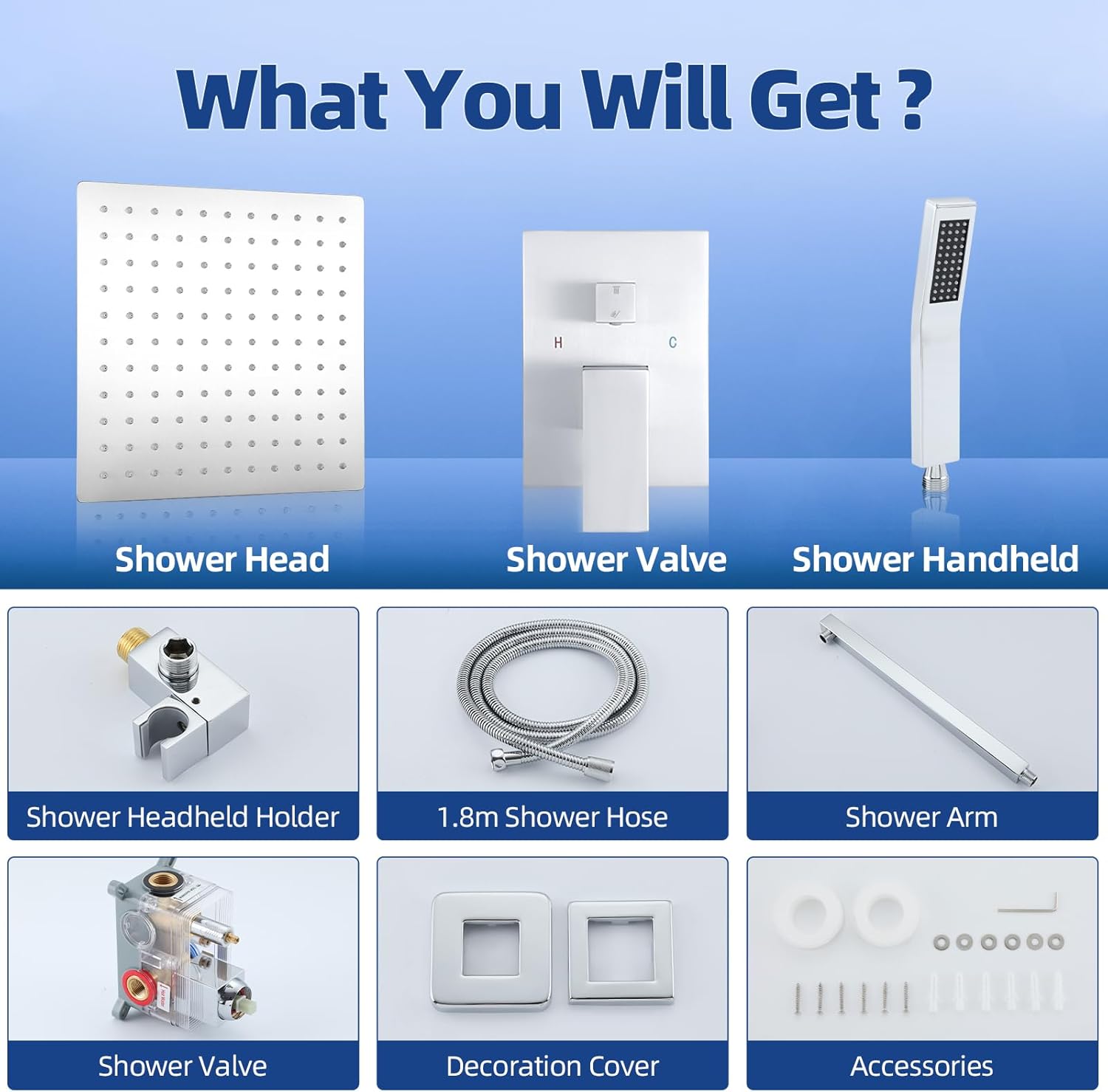 Gappo Shower System 12 Inch Polished Chrome, Wall Mounted Shower Faucet Set with High Pressure Rain Shower Head and Handheld Shower Head, Rain Mixer Shower Combo Set with Rough-in Valve Included