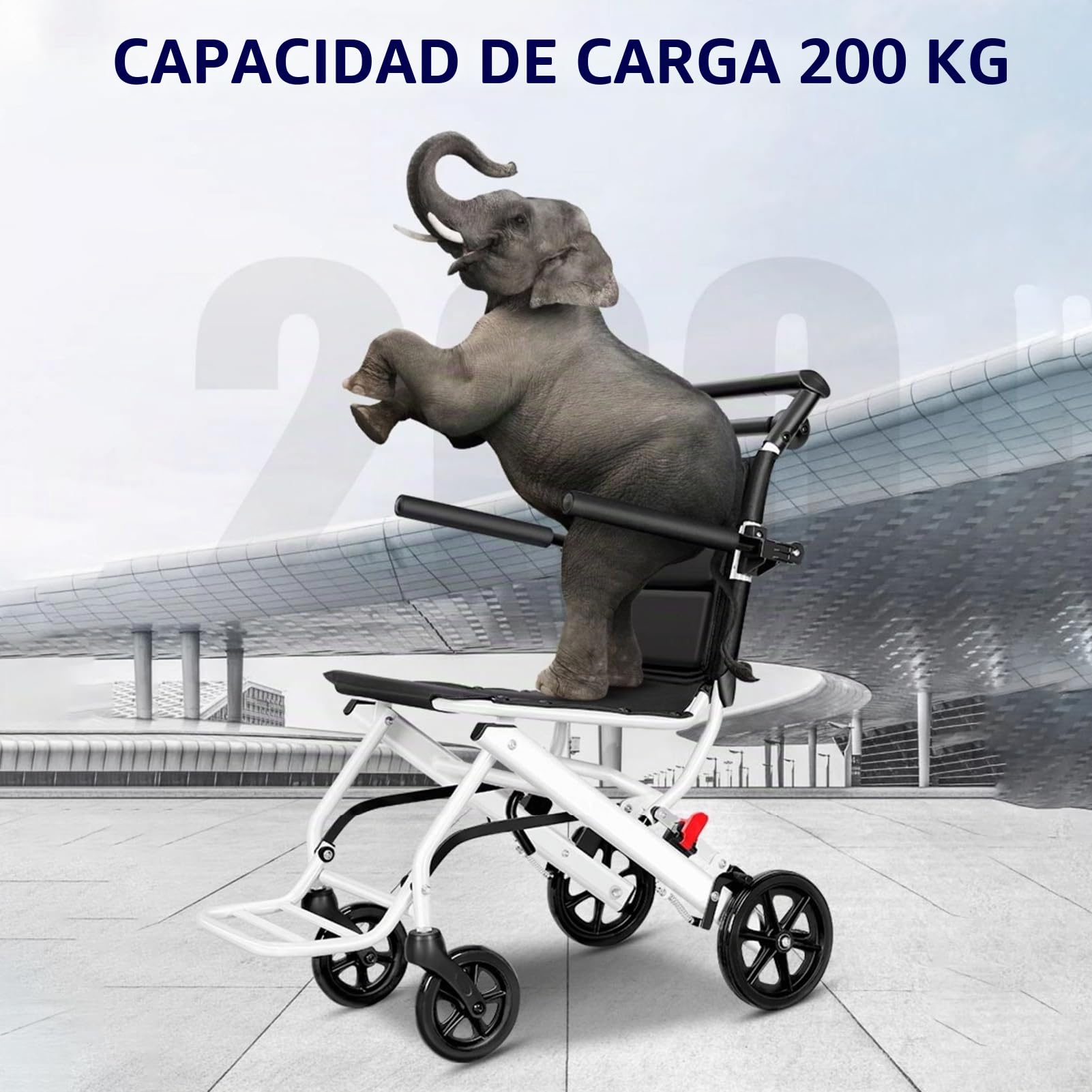 Silla de ruedas de transporte portátil, ligera y plegable con cinturón de seguridad y grandes ruedas todo terreno, marco de aluminio, reposabrazos abatibles, capacidad de 81,6 kg, para adultos y