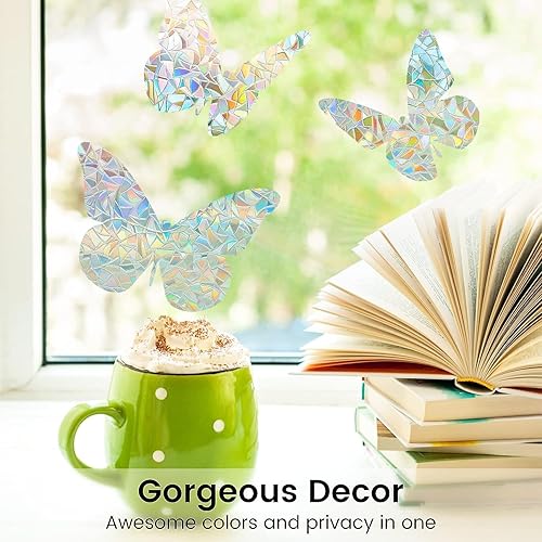 Miniatura 8 de DOWELL Película de privacidad para ventana, película de ventana de arco iris, adhesivo decorativo para ventana, adhesivo estático para ventana,