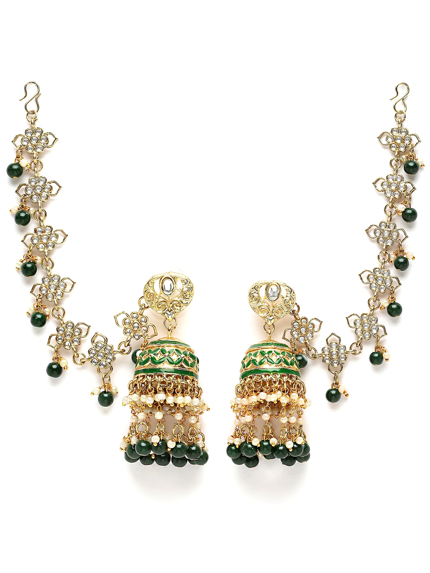 Karatcart Gold Plated Green Meena and Beads Kundan Kaanchain Jhumki Earrings for Women (B0CJVBGPKZ) Amazon Price History, Amazon Price Tracker