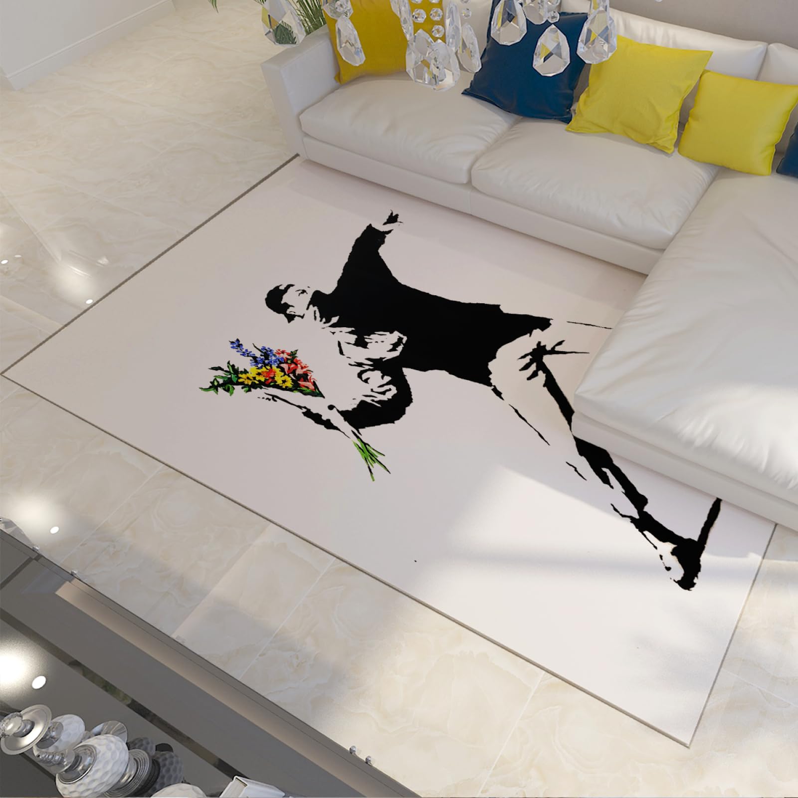 Tapis Banksy art graffiti 90x120cm idéal pour masquer et décorer les sols