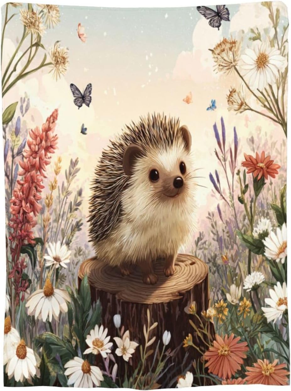 Hedgehog Blanket Cute Hedgehog Throw Blanket Soft Cozy Fleece Fuzzy Stuff Plush Flannel Gifts for Girls Women Boys Kids Adults 40''x50'' - Image 9