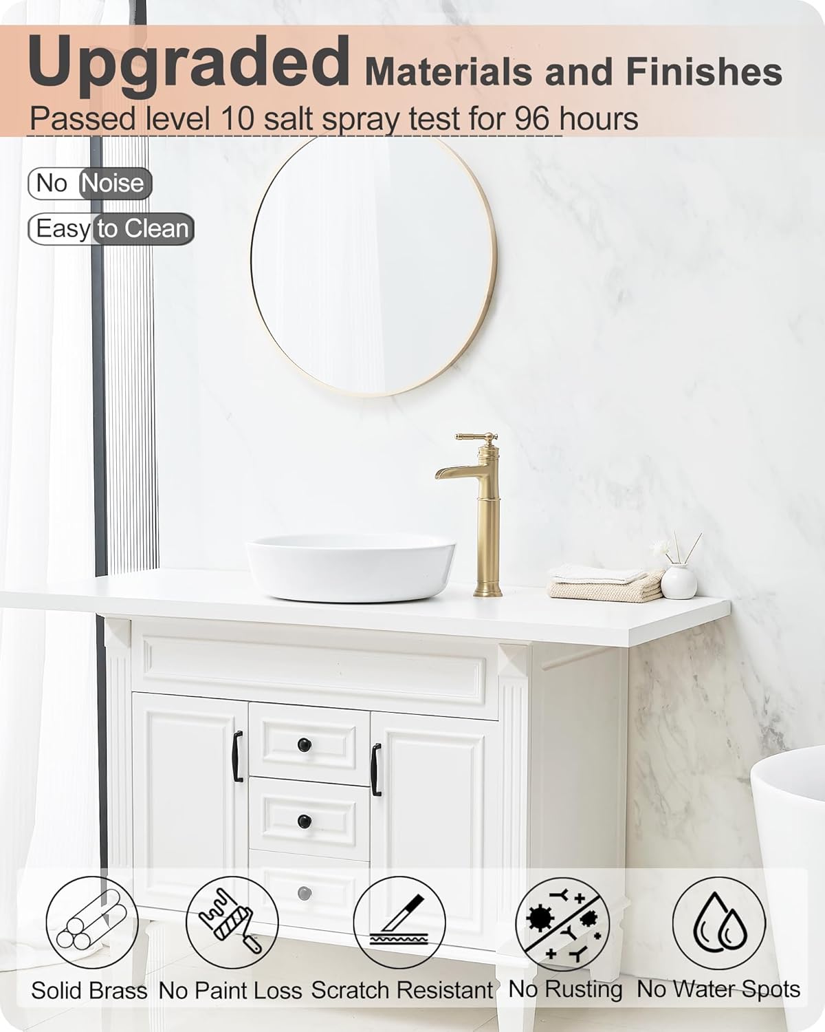 Brass Gold Bathroom Faucet Waterfall, Single Handle Bathroom Faucets Single Hole or 3 Hole 4 Inch, 1 Hole Bathroom Faucets Single Handle, Vessel Faucet for Bathroom Sink with Pop-up Drain