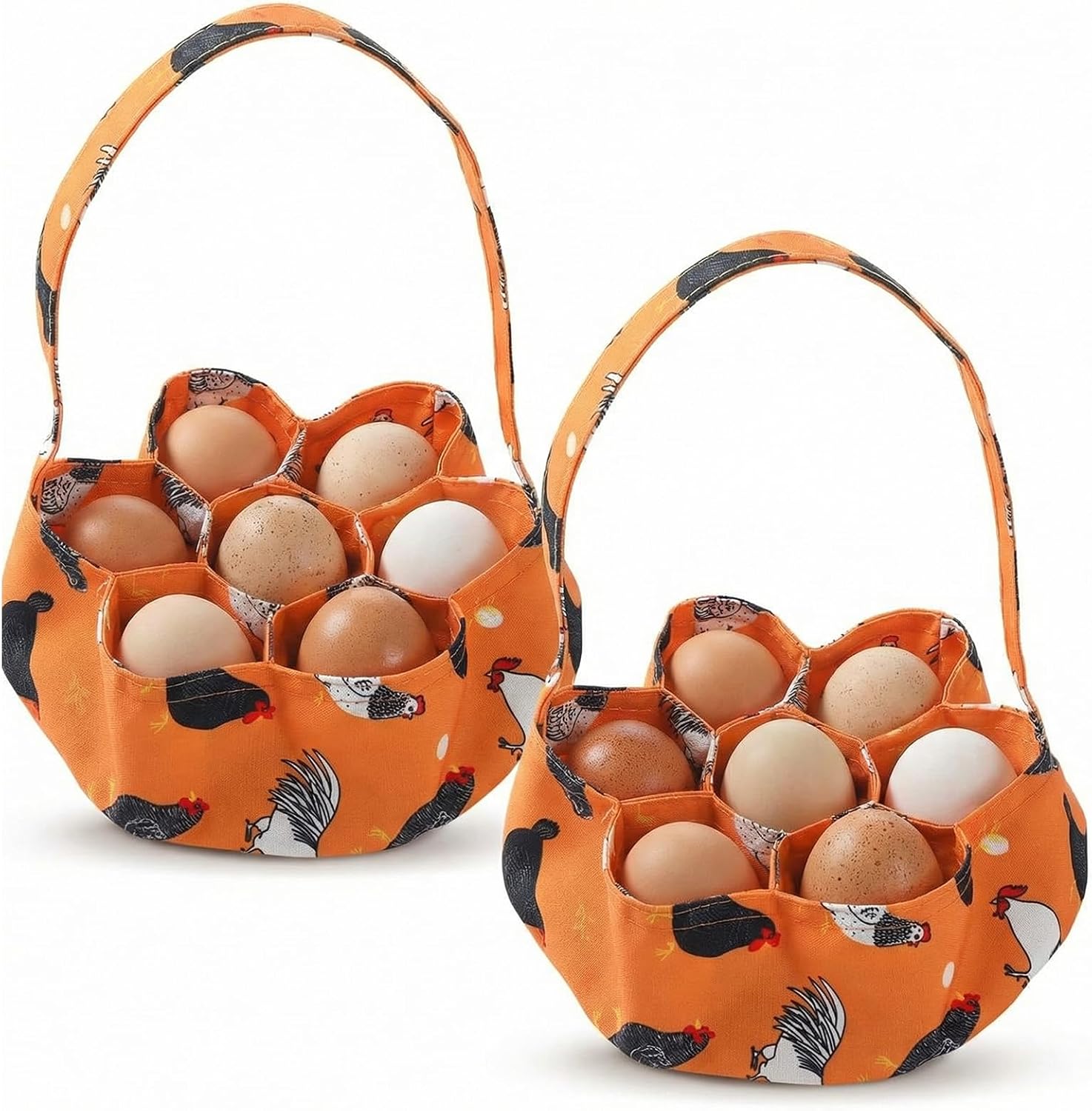 Sweetude 2 Pcs Egg Gathering Basket Egg Collecting Bag with 7 Pouches, Cute