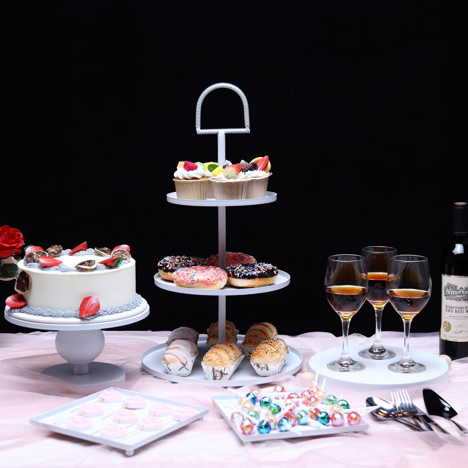 19 PCS White Cake Stand Set, Dessert Table Display Set with Wedding Cupcake Stand and Cake Stands for Party, Weddings Birthday Baby Showers Anniversary Party