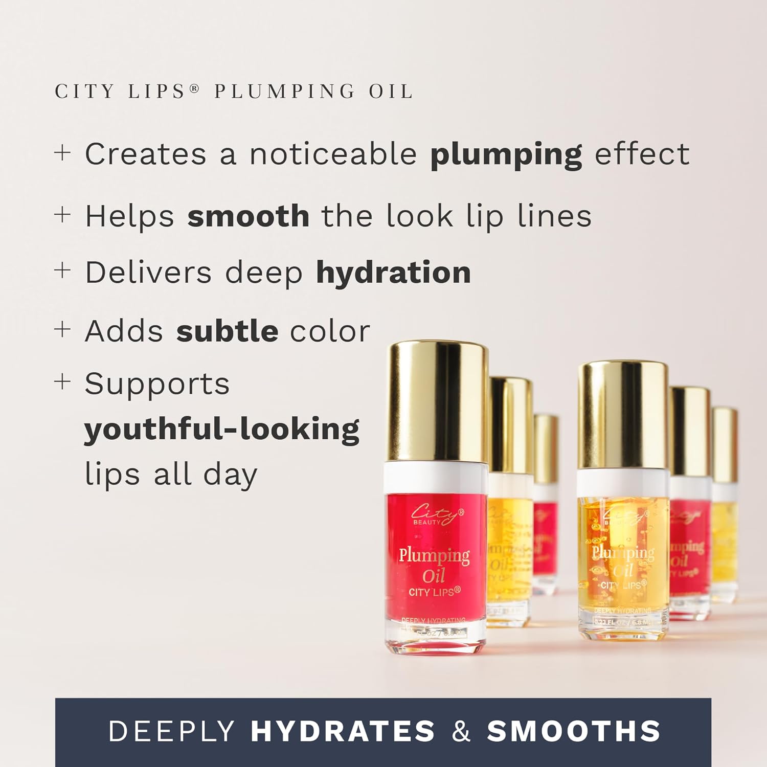 City Beauty City Lips Plumping Oil - Plump, Hydrate, Restore - Anti-Aging Lip Treatment - Plumping Lip Oil with Hyaluronic Acid & Plant Extracts - Image 3