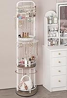 SOLIMINTR Rotating Jewelry Organizer Stand - 360° Floor Display for 108 Earrings, 100+ Necklaces, Bracelets, Rings & Skincare Storage