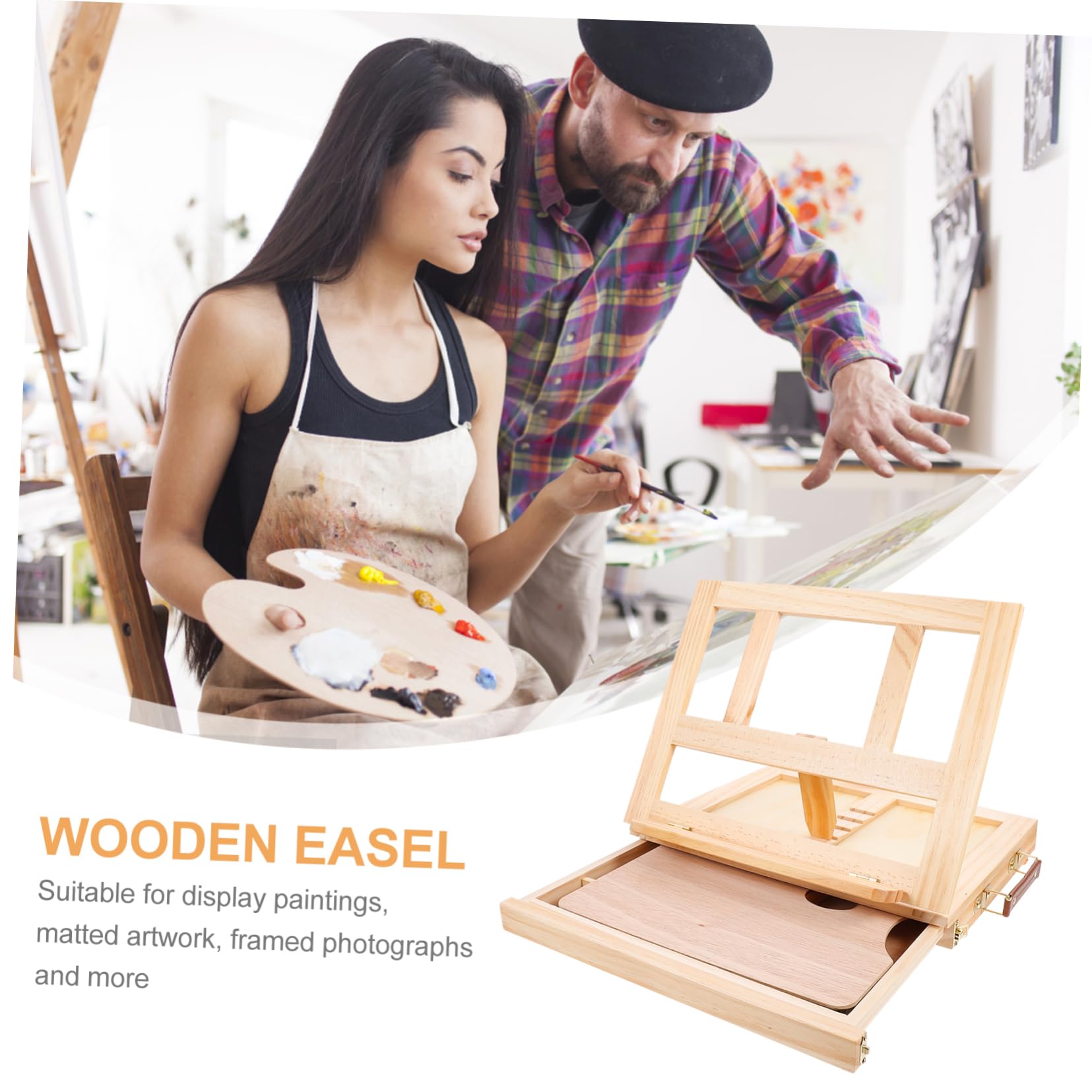 Madera Caballete de Escritorio, Plegable y Portátil, con Cajón