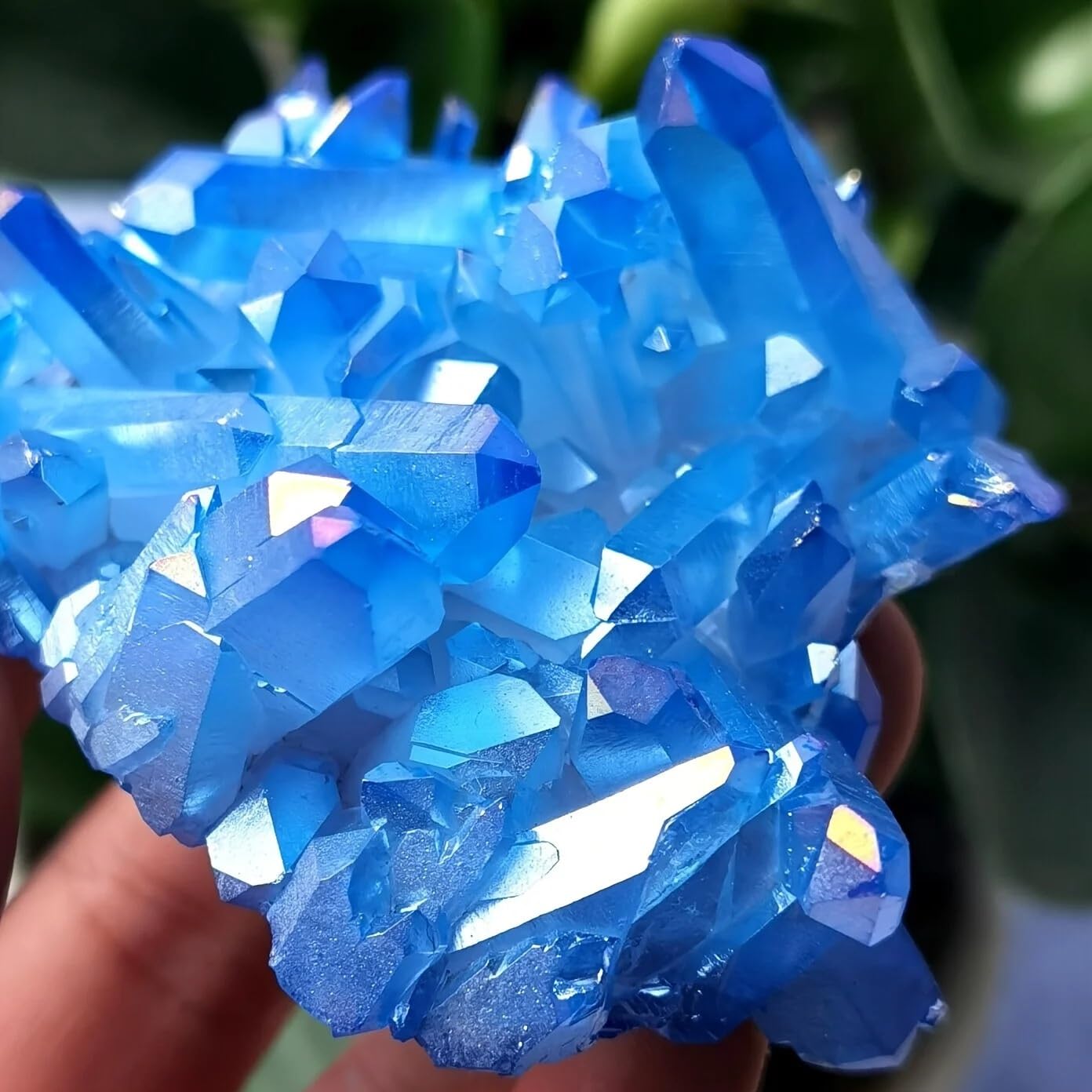 AARTERZZA 1pc 110-150g Blue Aura Quartz Cluster CrystalHome Decoration