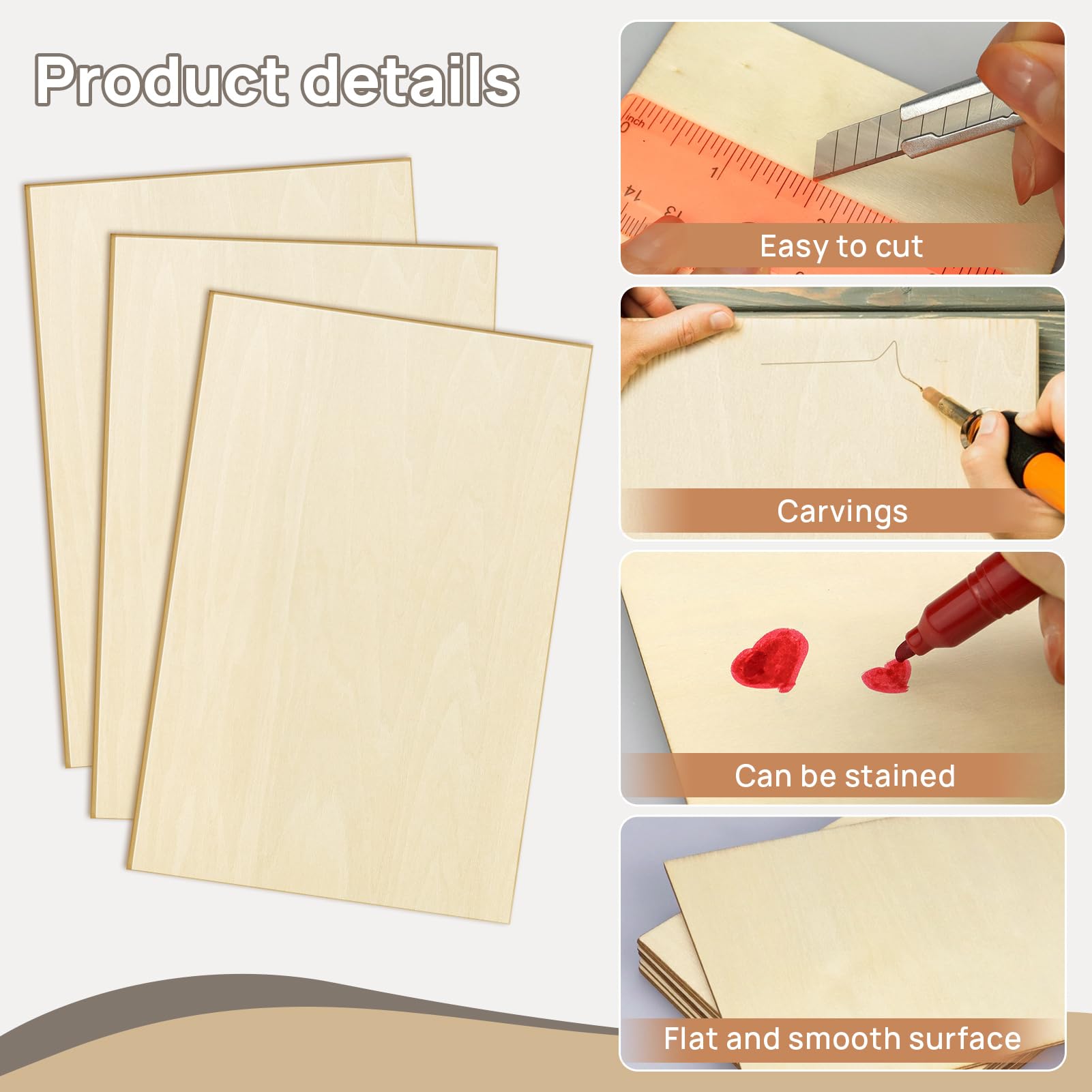 20 Pieces Plywood Sheets, 100 x 150 x 2 mm Basswood Board - Image 3