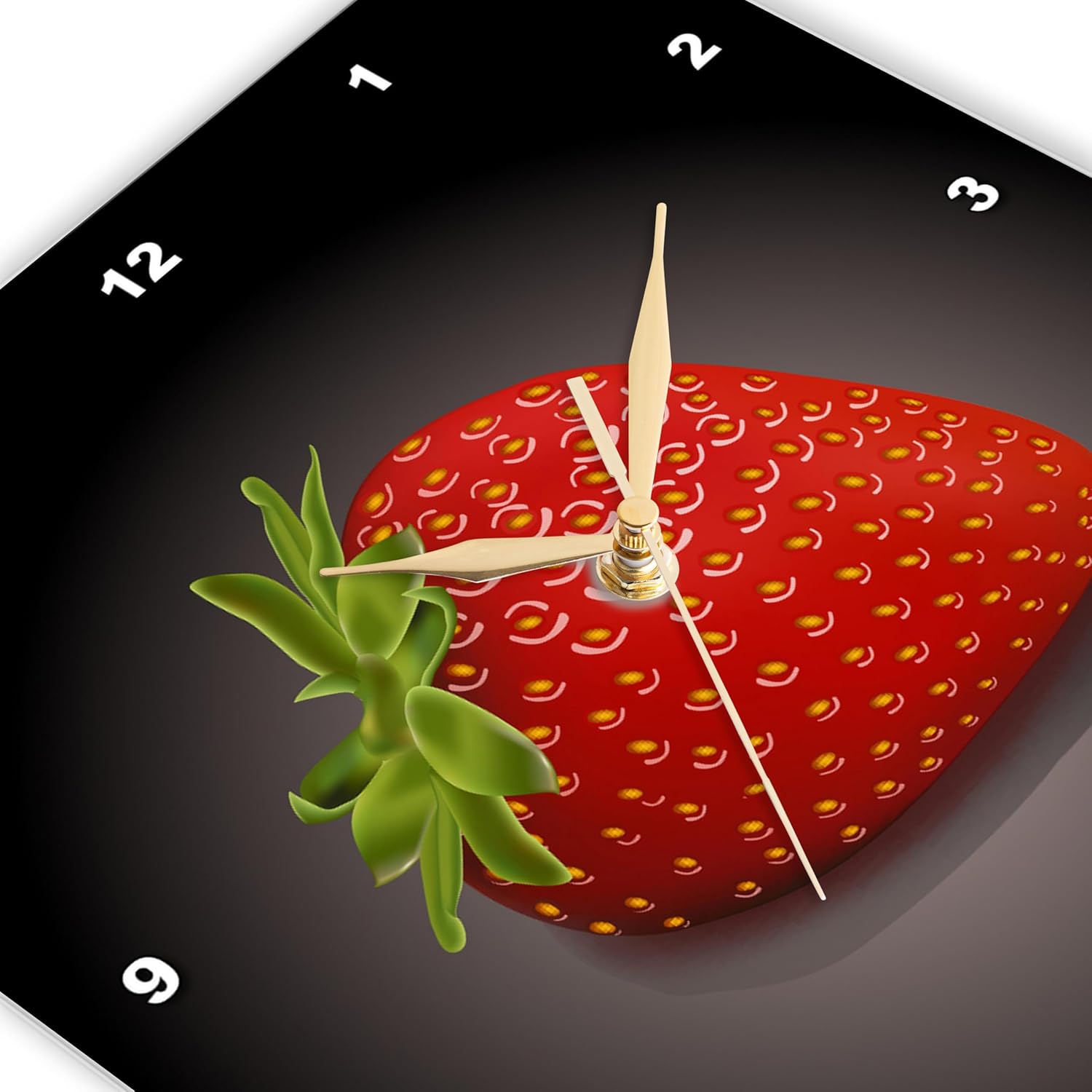 3dRose Wall Clock Silent - 13 inch - One Perfect Strawberry - Fruit