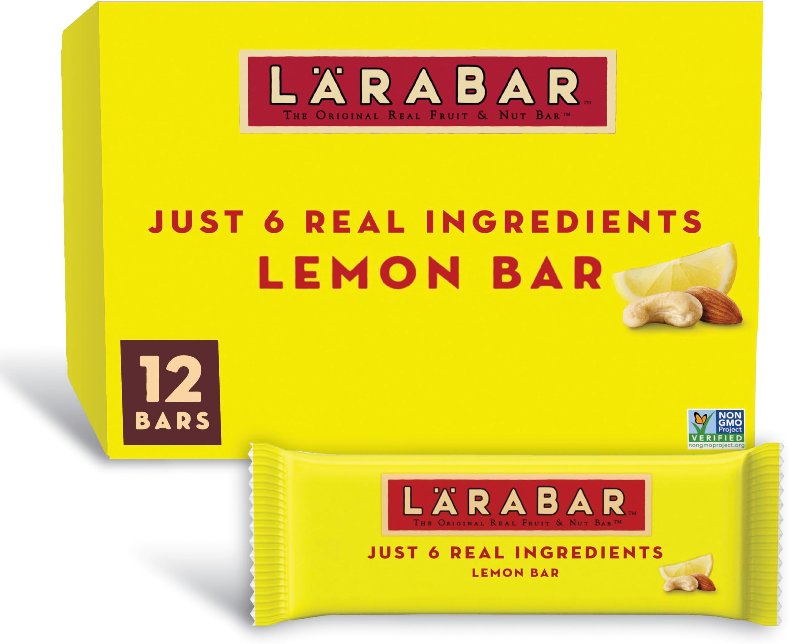 Larabar Lemon Bar Fruit and Nut Bars, Gluten Free and Vegan, 19.2 oz, 12 Ct