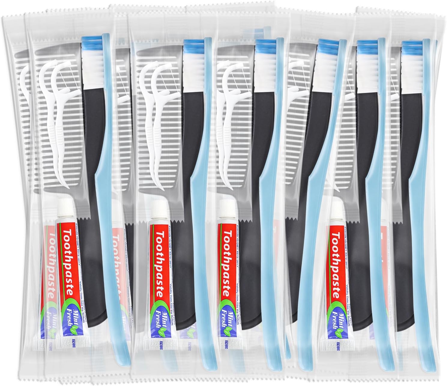 50 Sets Disposable Toothbrushes with Toothpaste Floss Comb Individually Wrapped, Disposable Toothbrush Bulk, 10g Toothpaste,Dental Floss,6in Comb Bulk Toothbrush Kit for Homeless,Airbnb,Hotel - Image 7