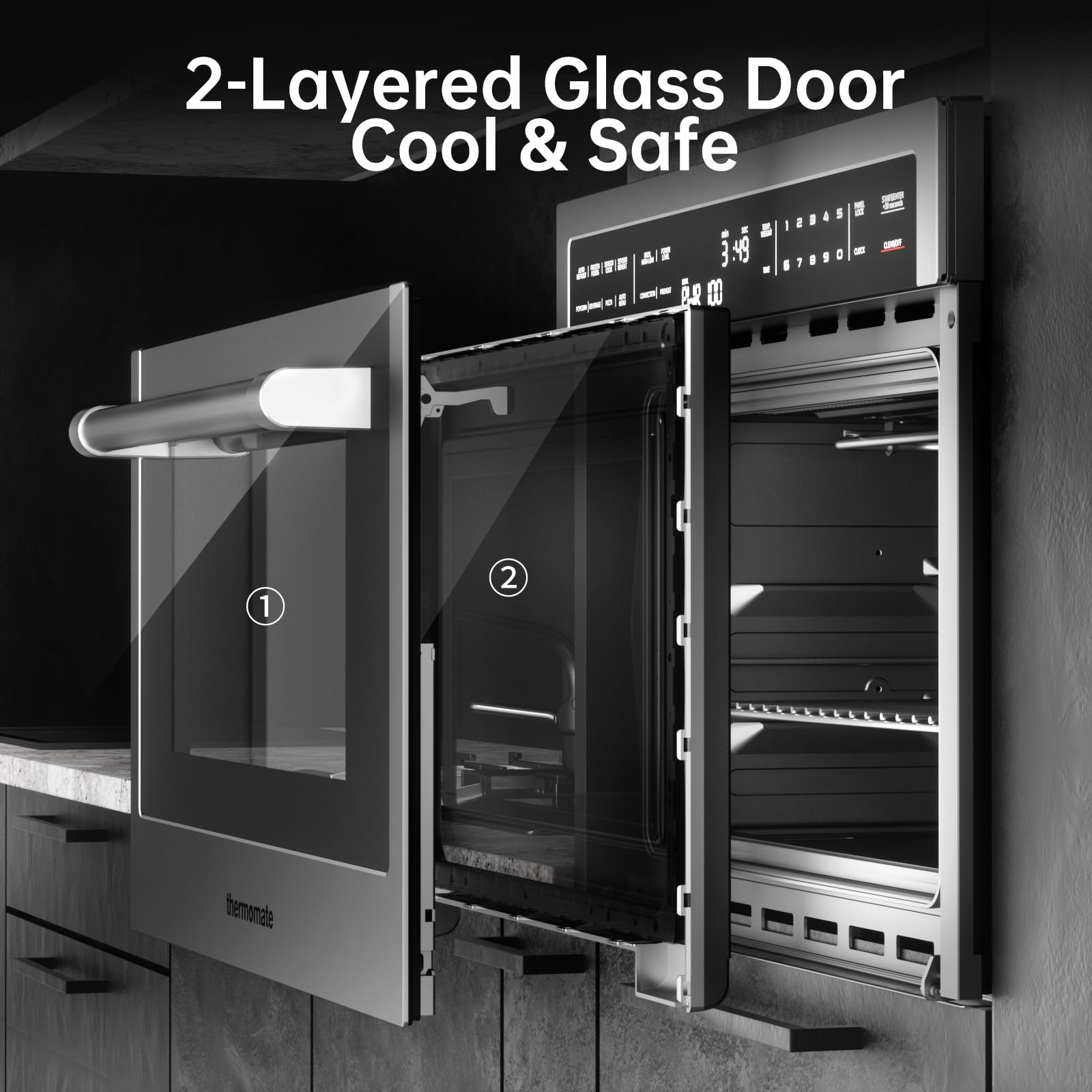 Combinación de horno de convección y microondas integrado de 24 pulgadas,  de 1.6 pies cúbicos de pared para horno de microondas, 1000 vatios de potencia, sensor de cocina, pantalla LCD de 7