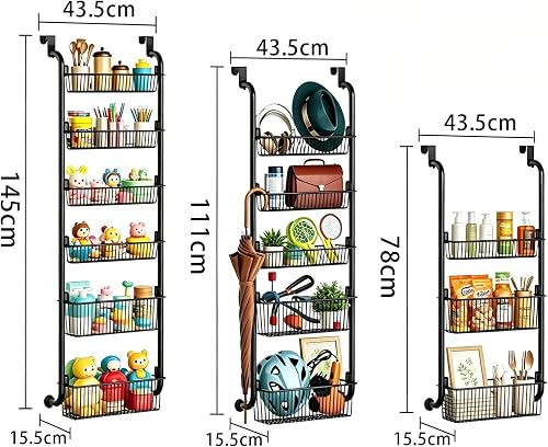 Wuciray Over Wood Door Pantry Storage Kitchen 6-Tier Hanging Storage Metal Pantry Back of Door Storage And Organization Kitchen Storage Spice Can Rack Organizer With Suction Cups - 8