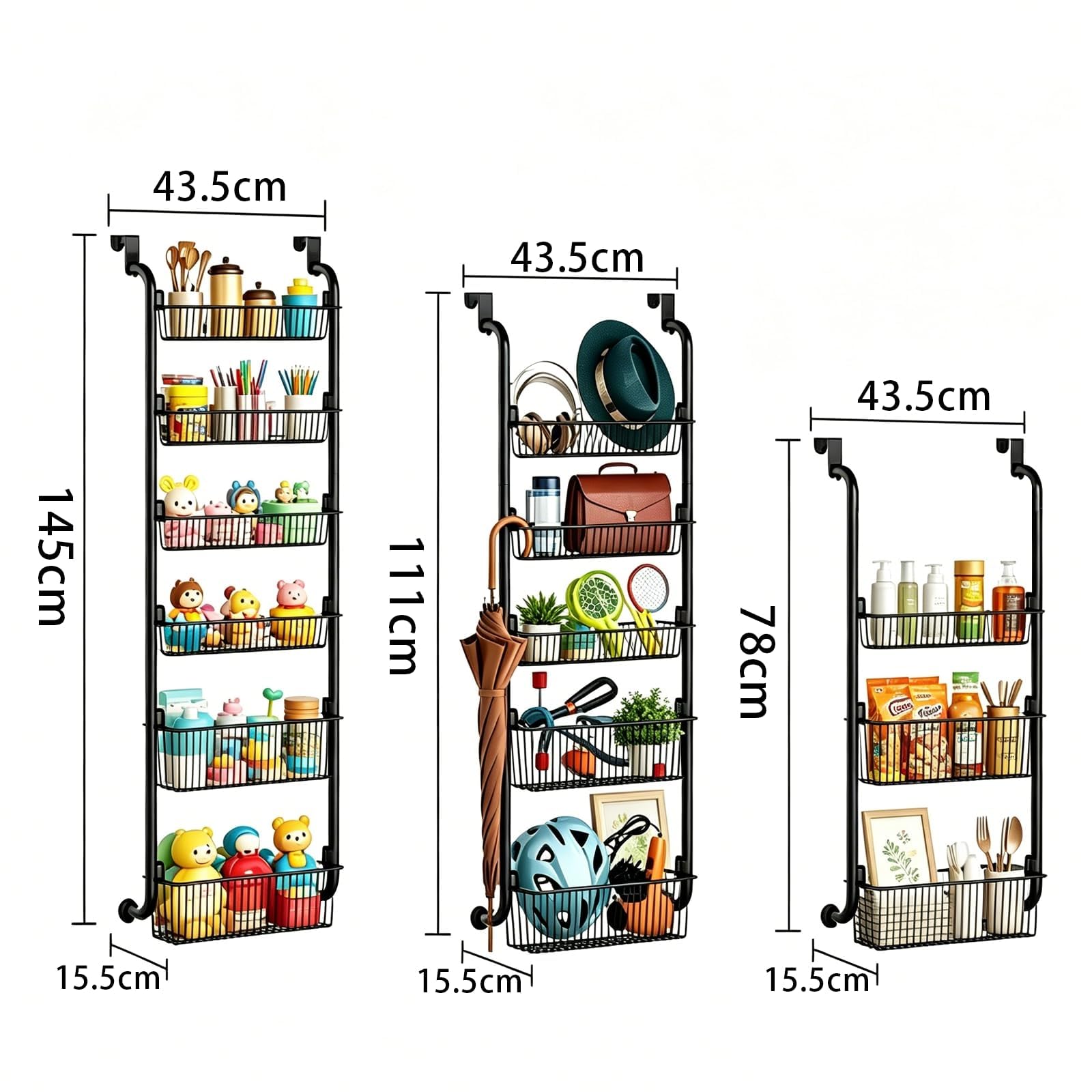 Etagere Rangement Suspendu à 6 étagères Paniers pour Porte Suspension Meuble avec 4 Crochets pour Cuisine Salle de Bain Buanderie Chambre Etagere Suspendue Porte