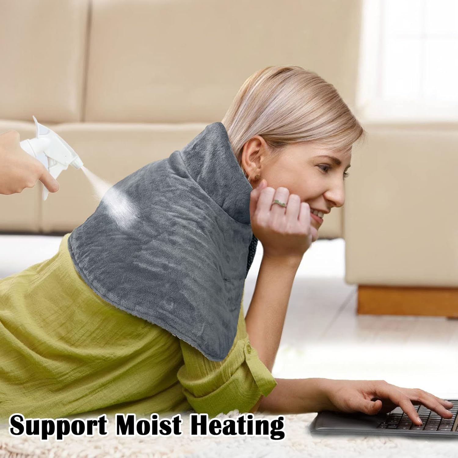 Weighted Heating Pad for Neck and Shoulder Pain Relief, 2.2lb Large Heated Neck Shoulder Wrap with Hot Stone for Upper Back Pain Relief ，Auto Shut Off, 22"x26“,Moist & Dry Heat,12 Heat Setting : Health & Household