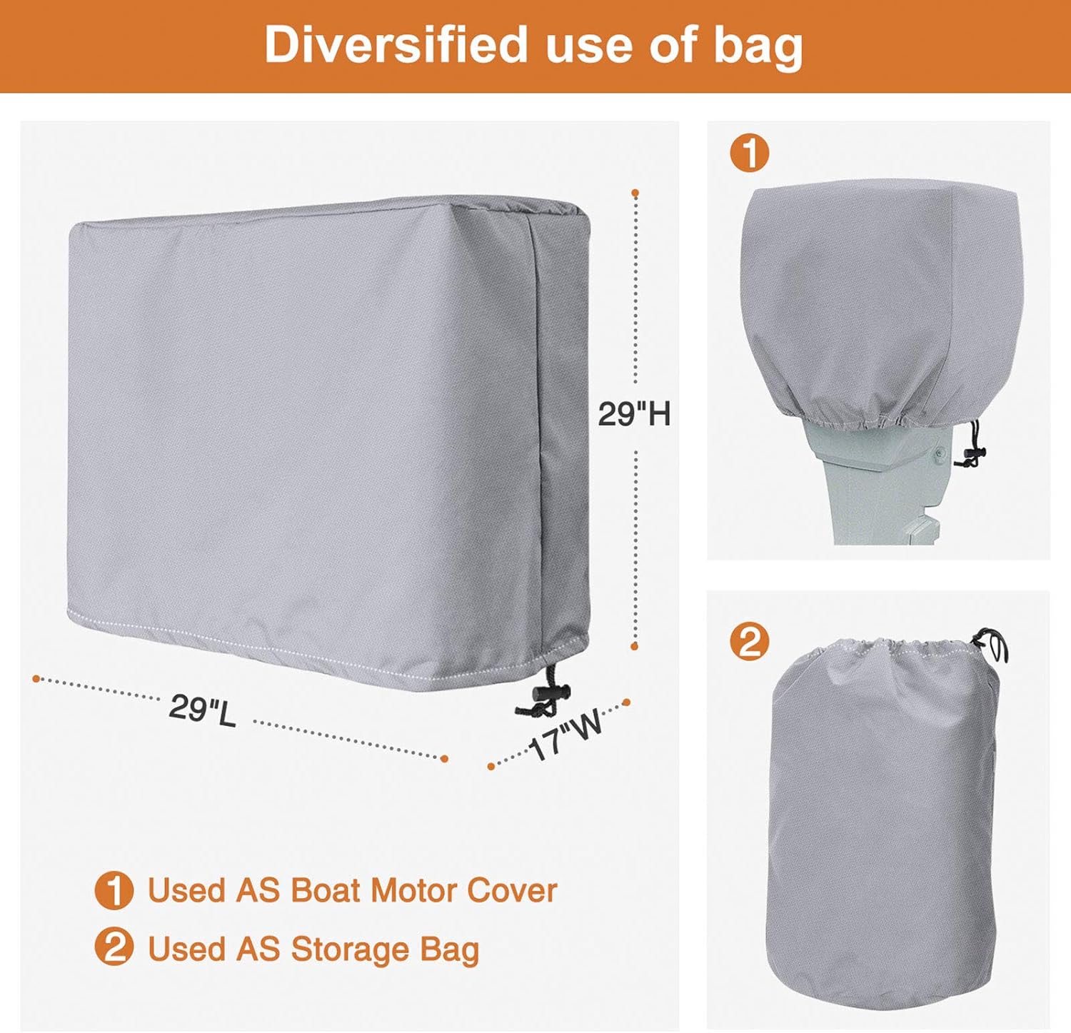 RVMasking Upgraded 900D Trailerable Full Size Boat Cover Gray for V-Hull Runabouts Outboards and I/O Bass Boats, with Motor Cover (Length:17'-19' Beam Width: up to 96", Gray) : Sports & Outdoors