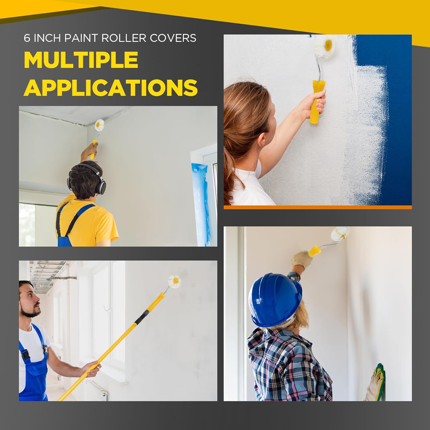 Leumoi 21 Pieces Corner Paint Roller Kit Including 20 Pcs Drywall Corner Tool 3 Inch Paint Roller, 12 Inch Handle for Drywall Mud Application (Yellow)